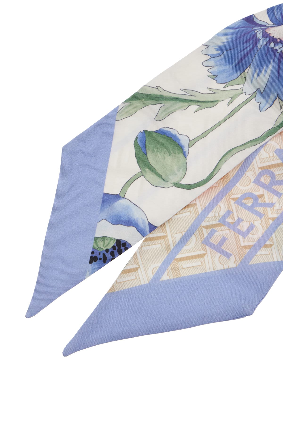 Ferragamo Floral Print Silk Foulard Lightweight Rectangular Shape In Multicolour