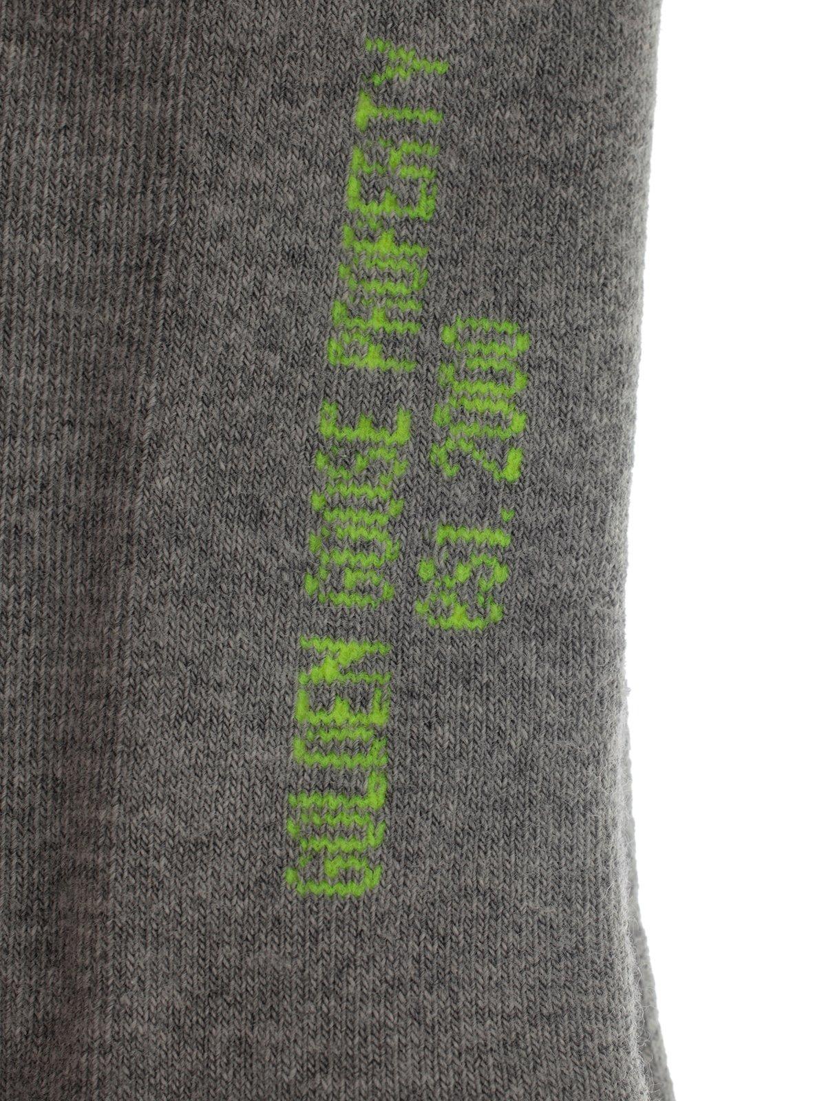 Golden Goose Striped Ribbed Socks In Melange Grey Orange Red Yellow Fluo