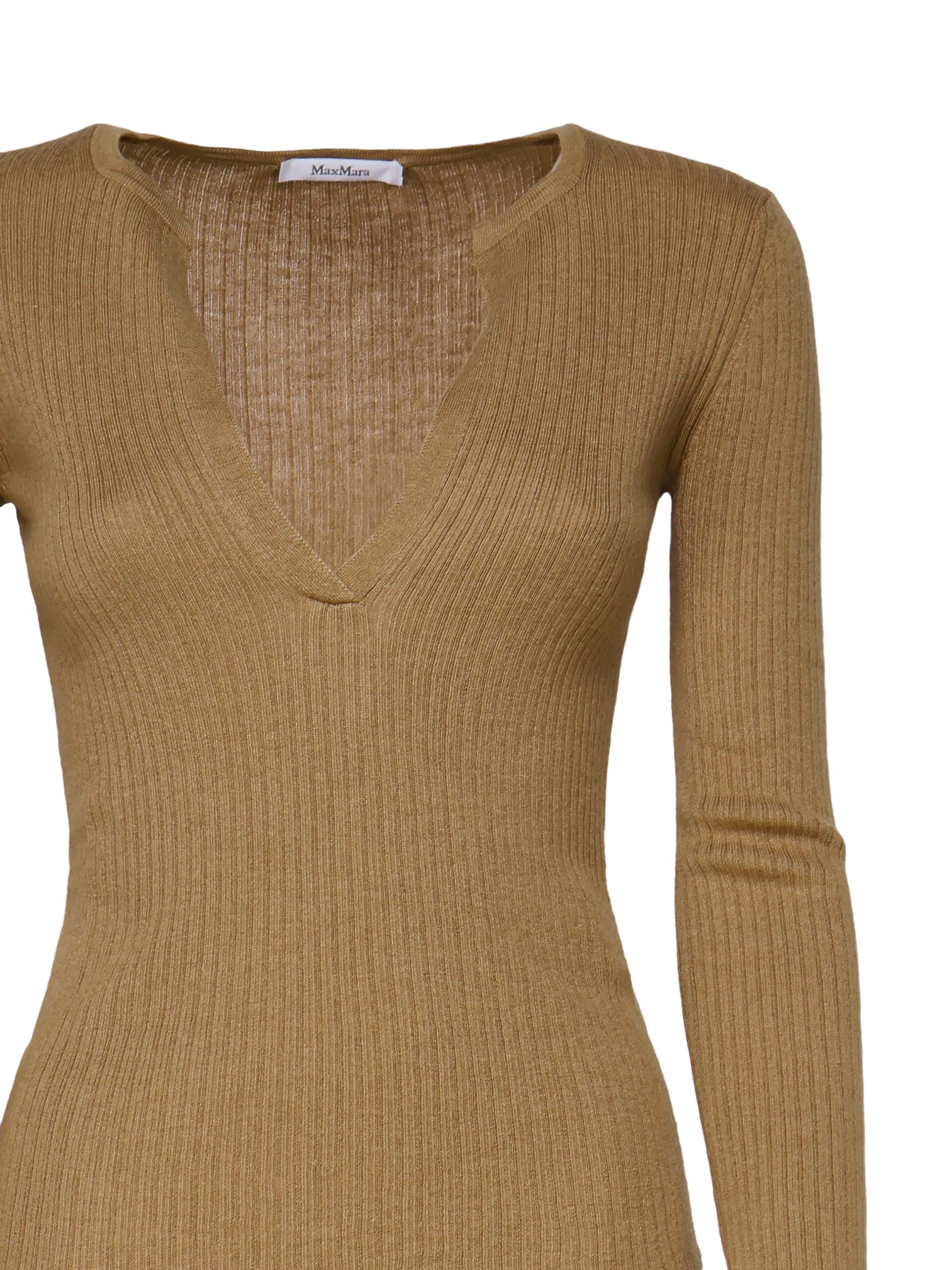 Shop Max Mara Urlo Sweater In Silk And Wool Blend In Brown