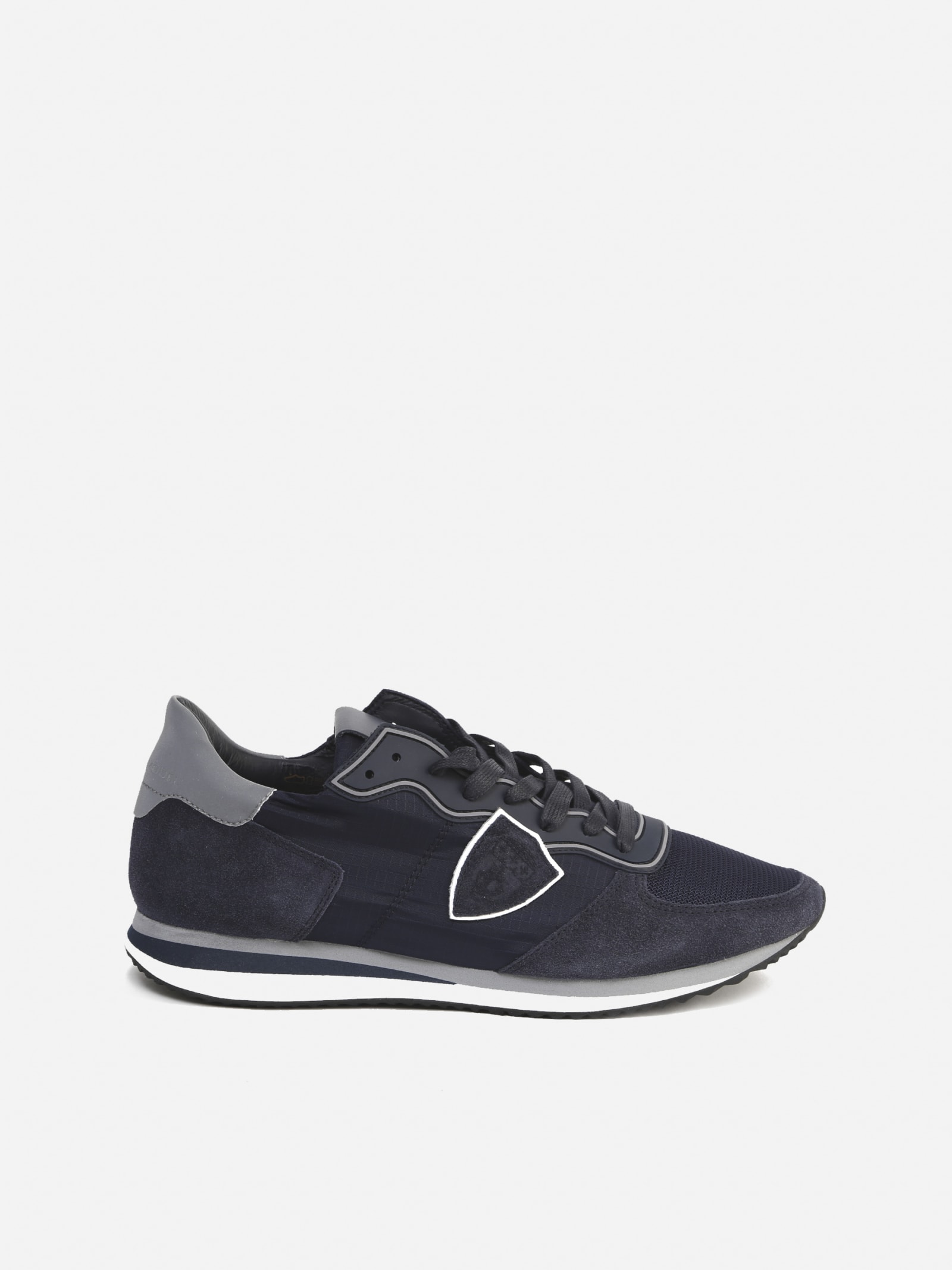 Philippe Model Trpx Veau Blue Sneaker In Suede And Nylon