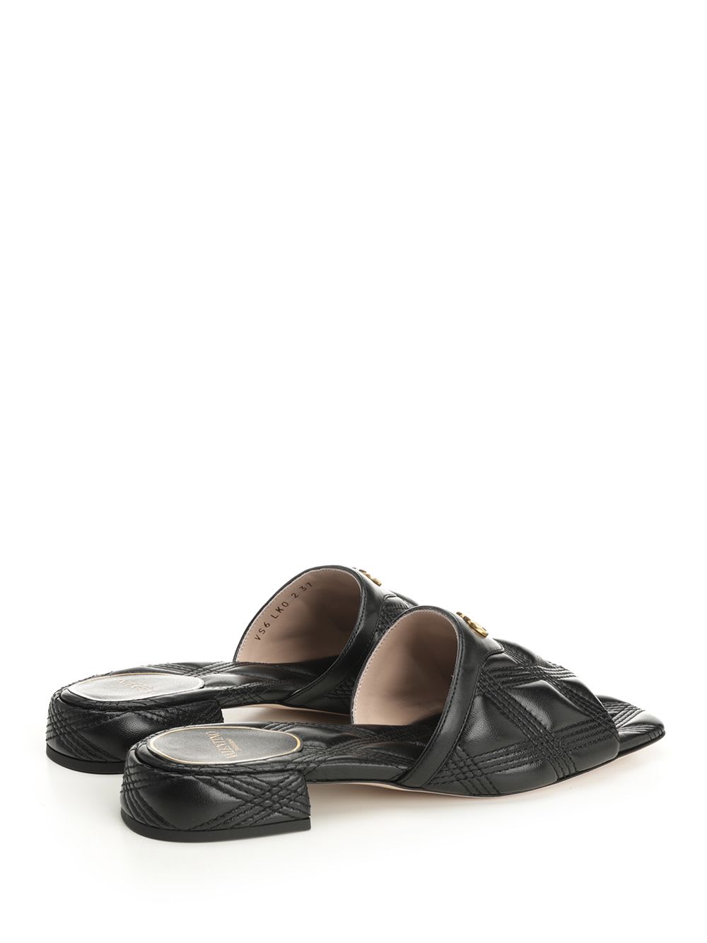 Valentino Black Quilted Nappa Leather Quiltie 67 Slide Sandals In Black