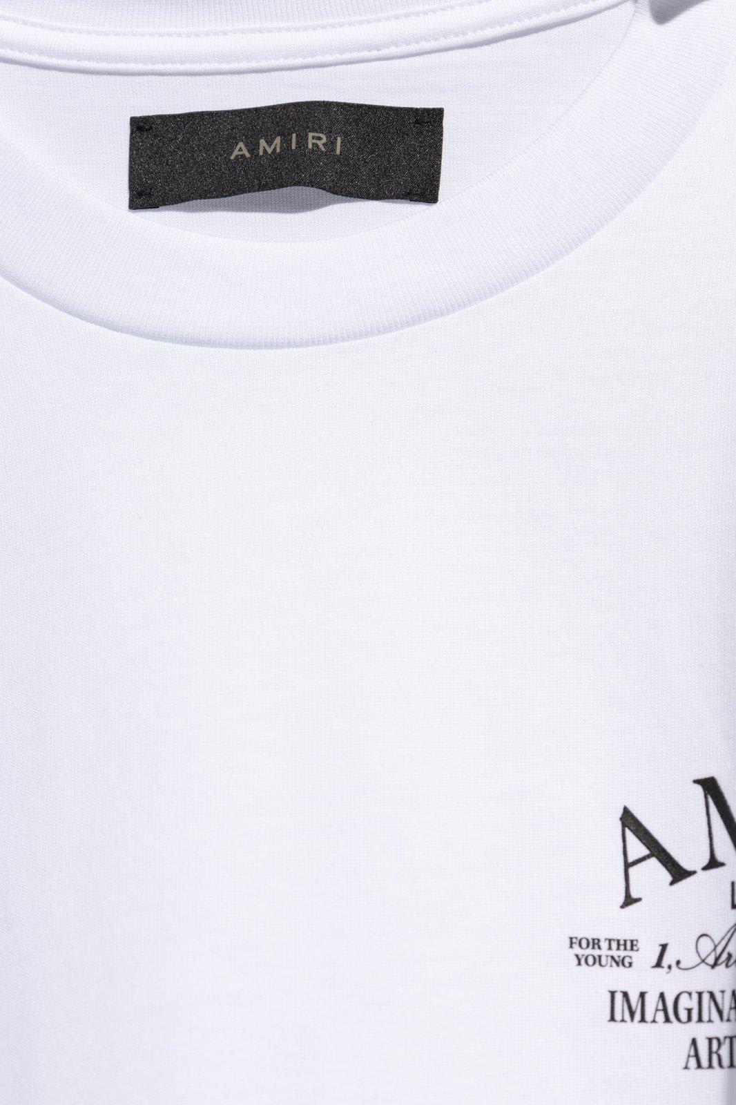 Shop Amiri Logo Printed Crewneck T-shirt In White