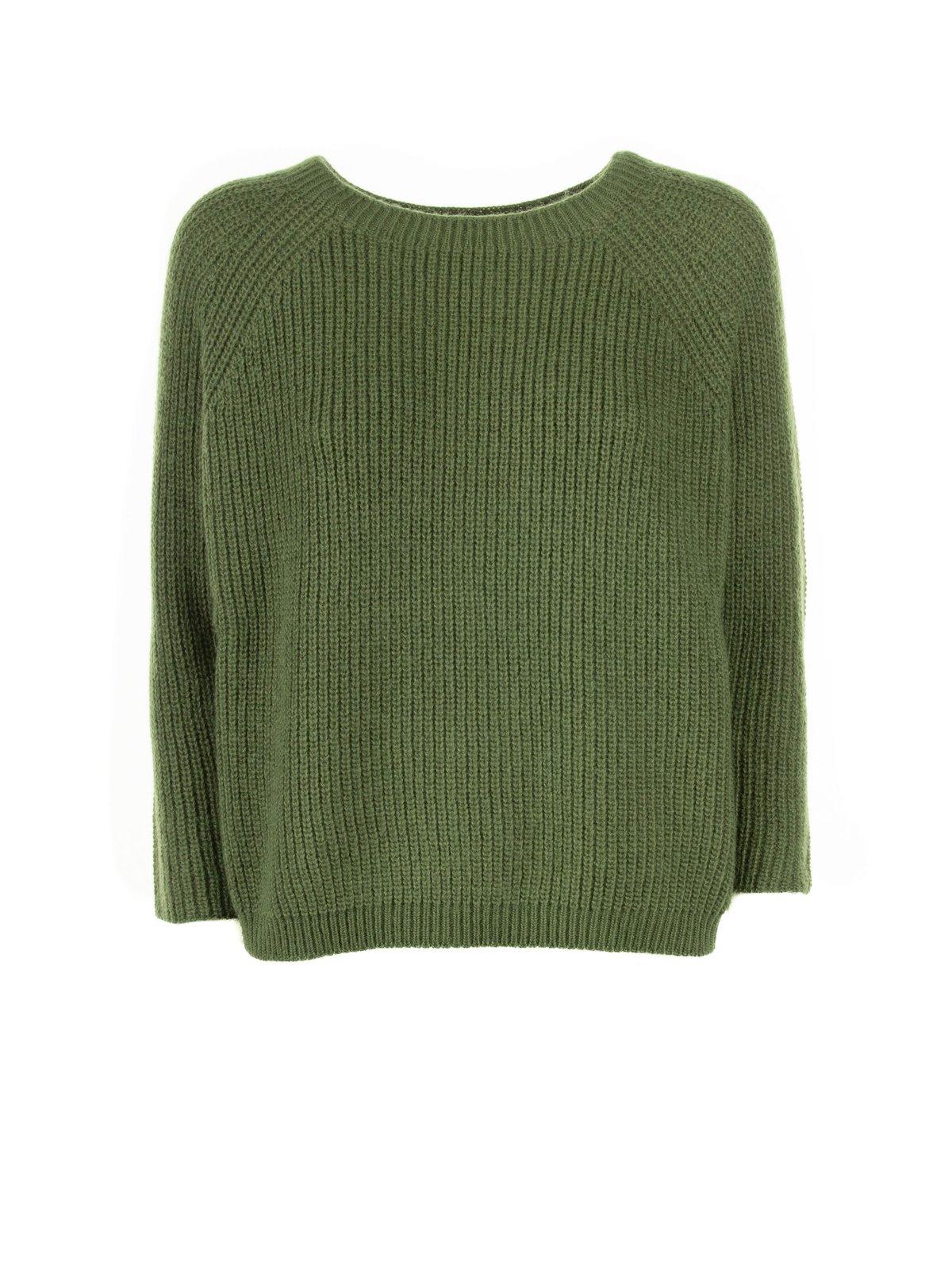 Shop Weekend Max Mara Crewneck Long-sleeved Jumper In Green