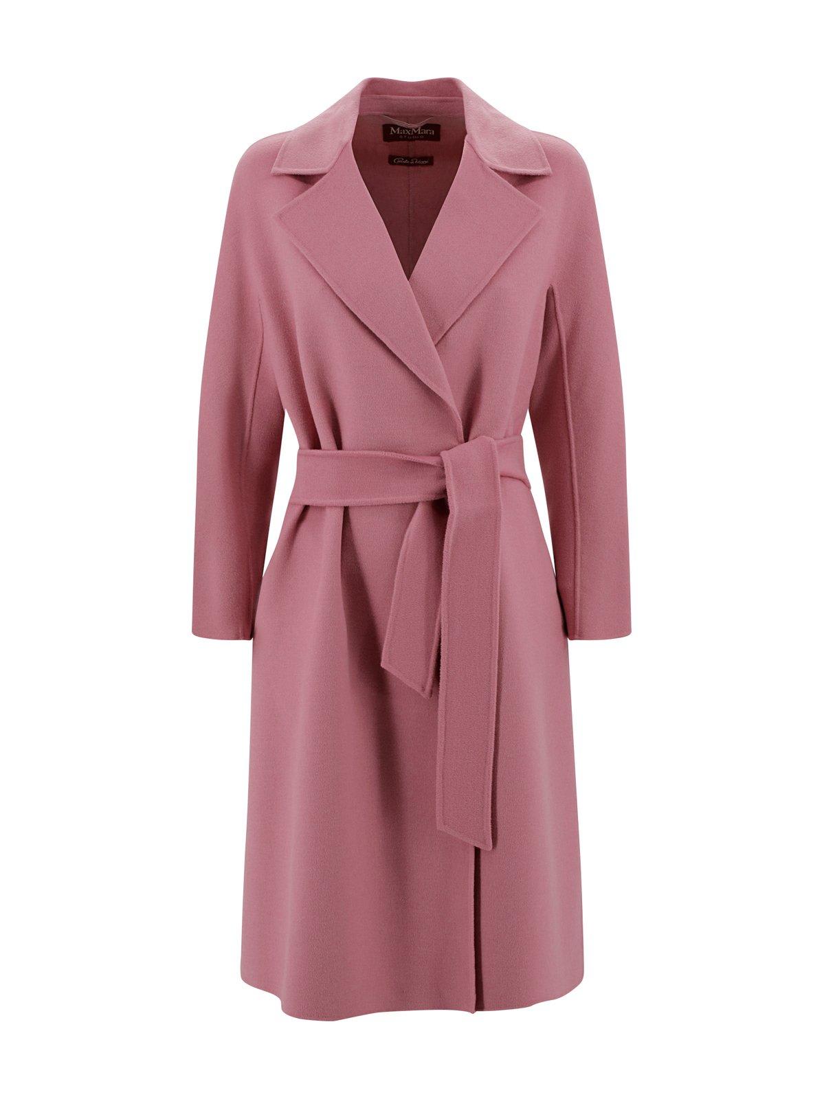 Shop Max Mara Belted Mid-length Coat In Rosa