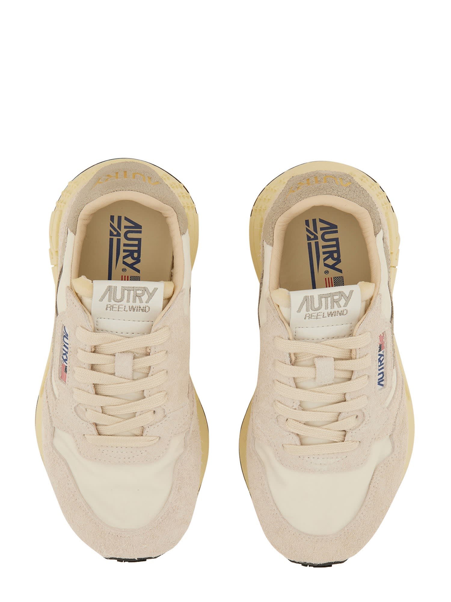 Autry Reelwind Suede And Technical Textile Trainer In White