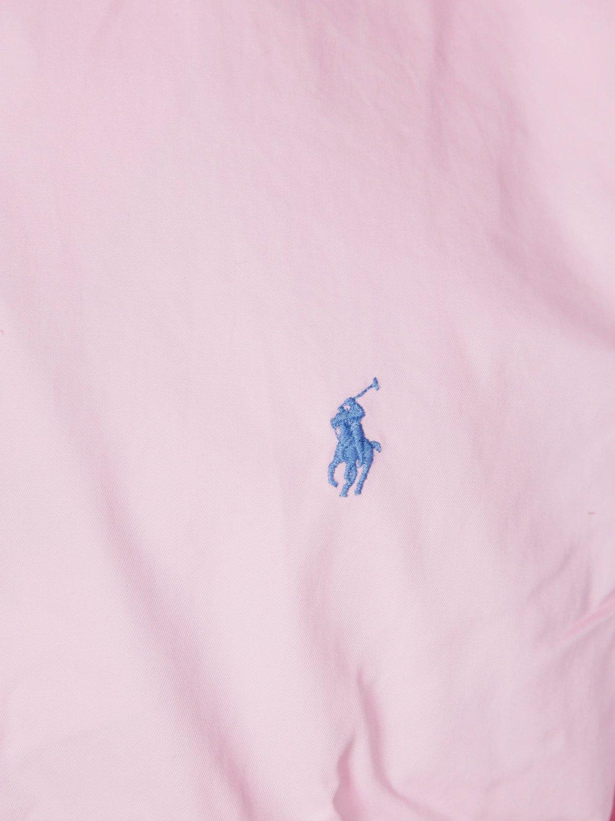 Polo Ralph Lauren Custom Fit Stretch Poplin Shirt Man Shirt Pink Size Xxl Cotton, Elastane