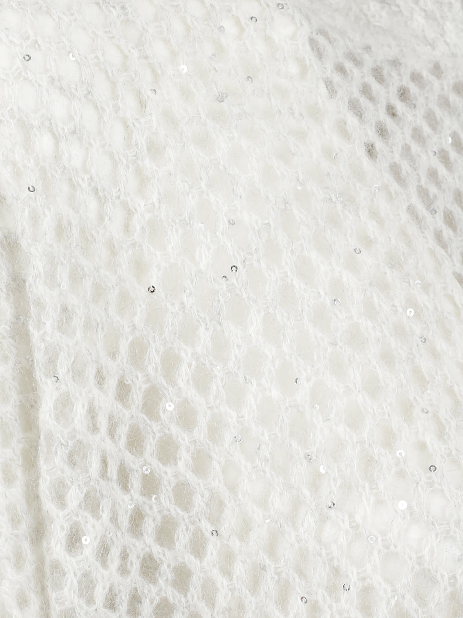 Brunello Cucinelli Dazzling Mesh Jumper In White
