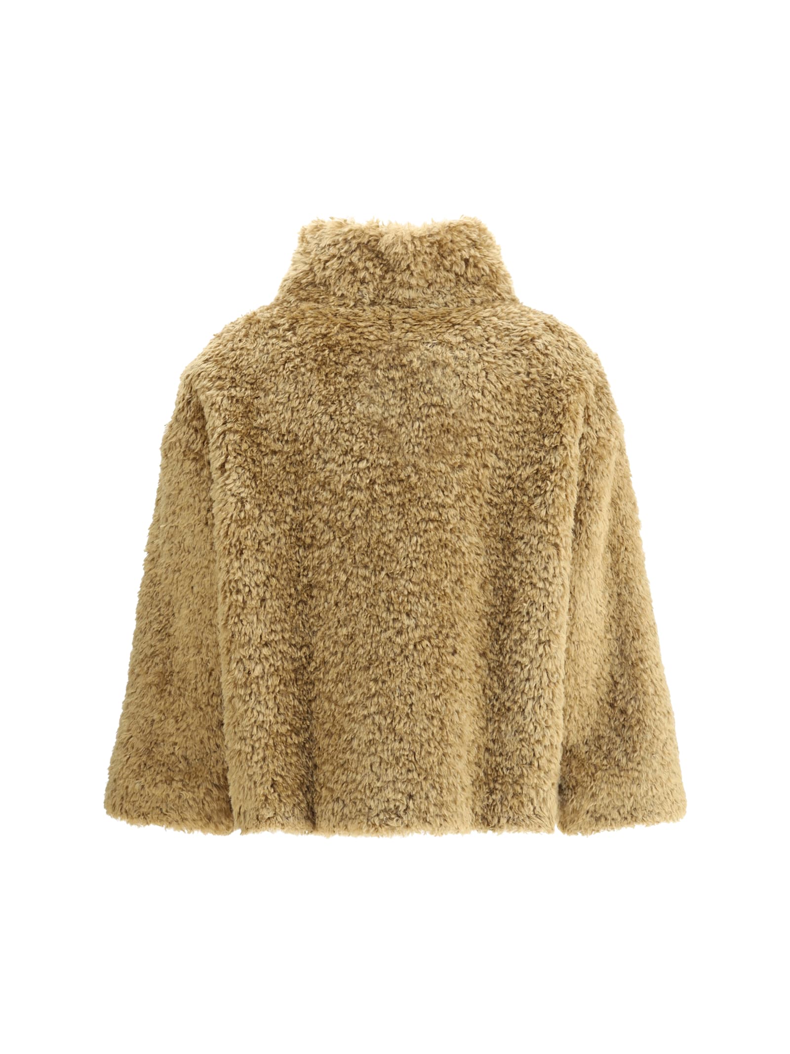Herno Cape In Curly Alternative Fur In Yellow