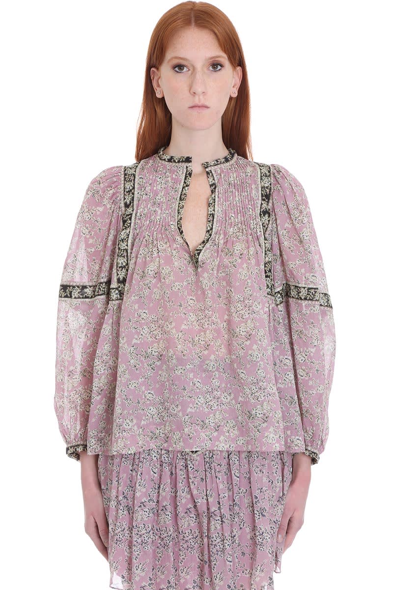 Isabel Marant Étoile Violette Floral-print Cotton-voile Blouse In