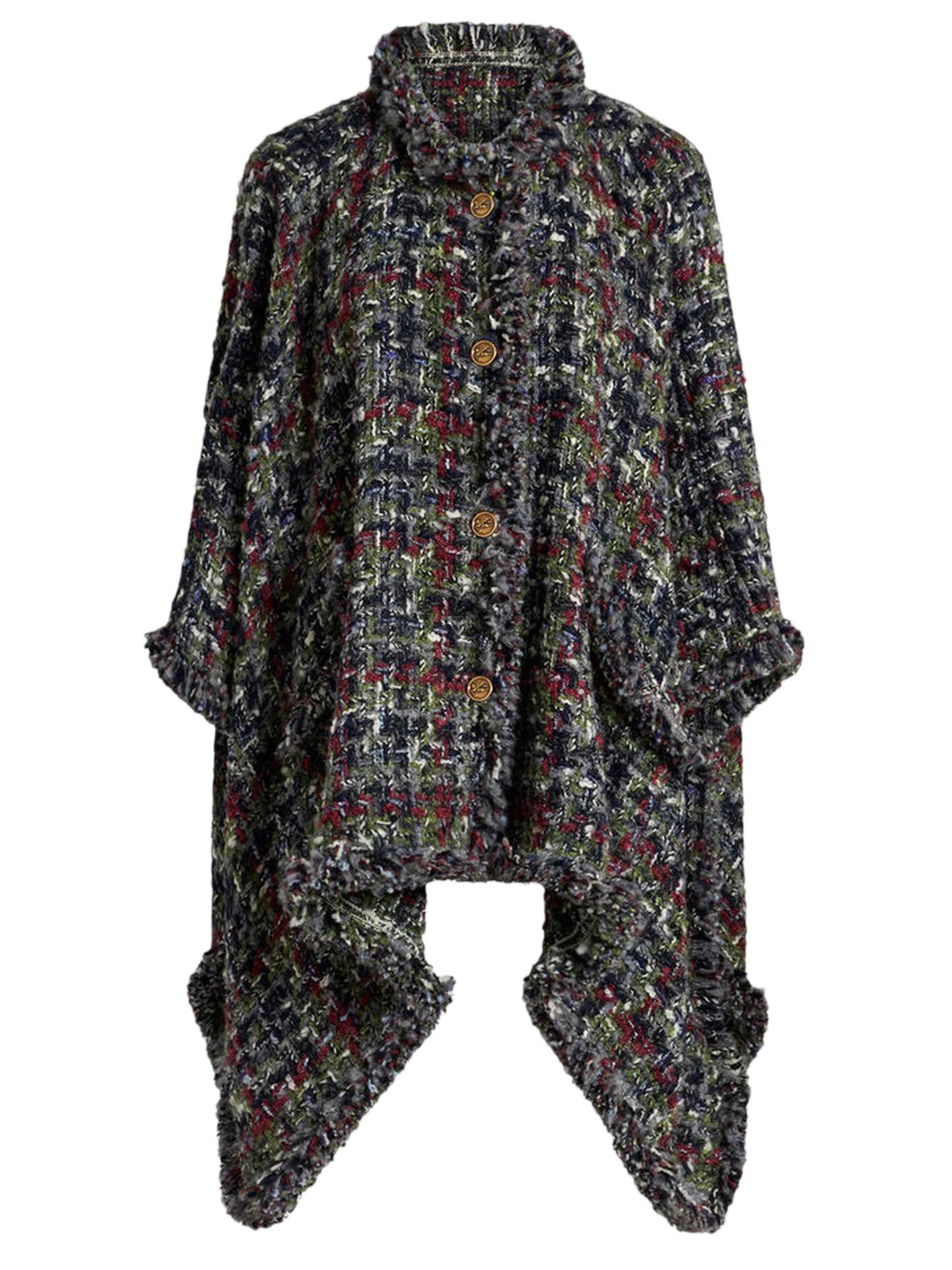 Shop Etro Wool-blend Bouclé Cape In Multicolour