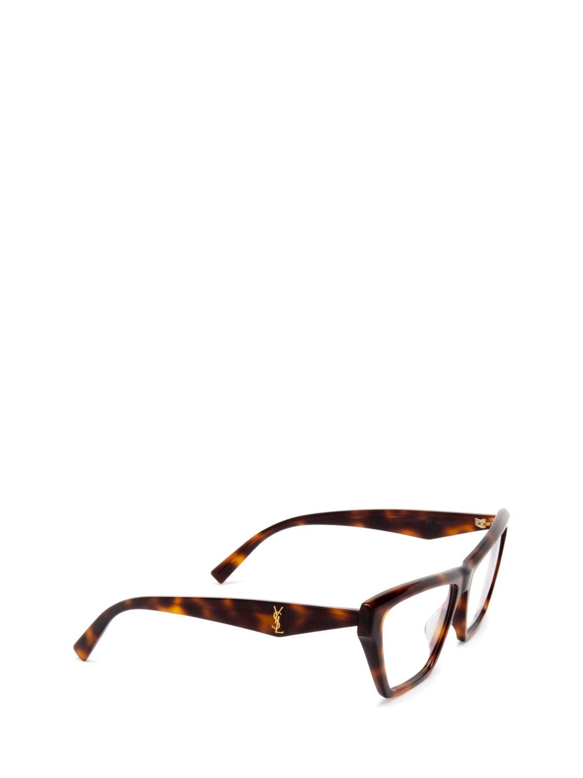 Shop Saint Laurent Cat-eye Frame Glasses In 003 Havana Havana Transpa