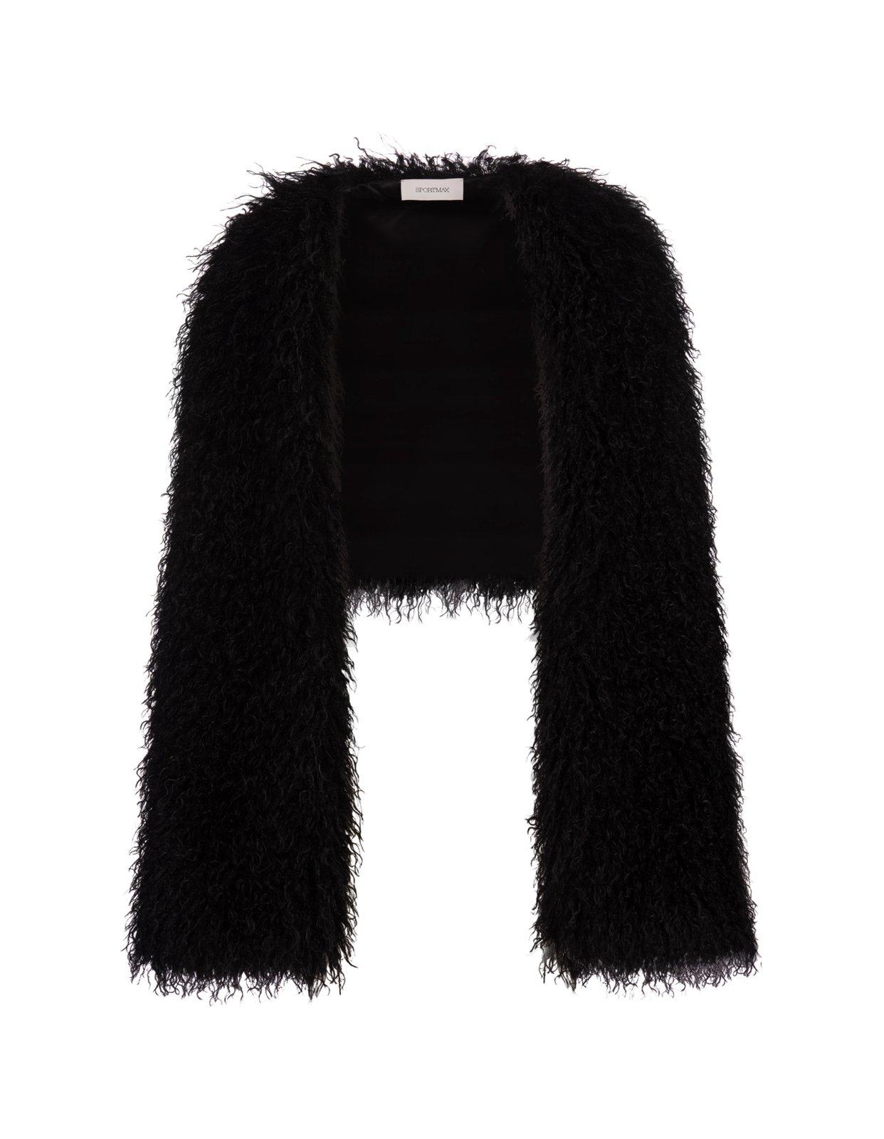 Shop Sportmax Cropped Faux-fur Jacket In Black