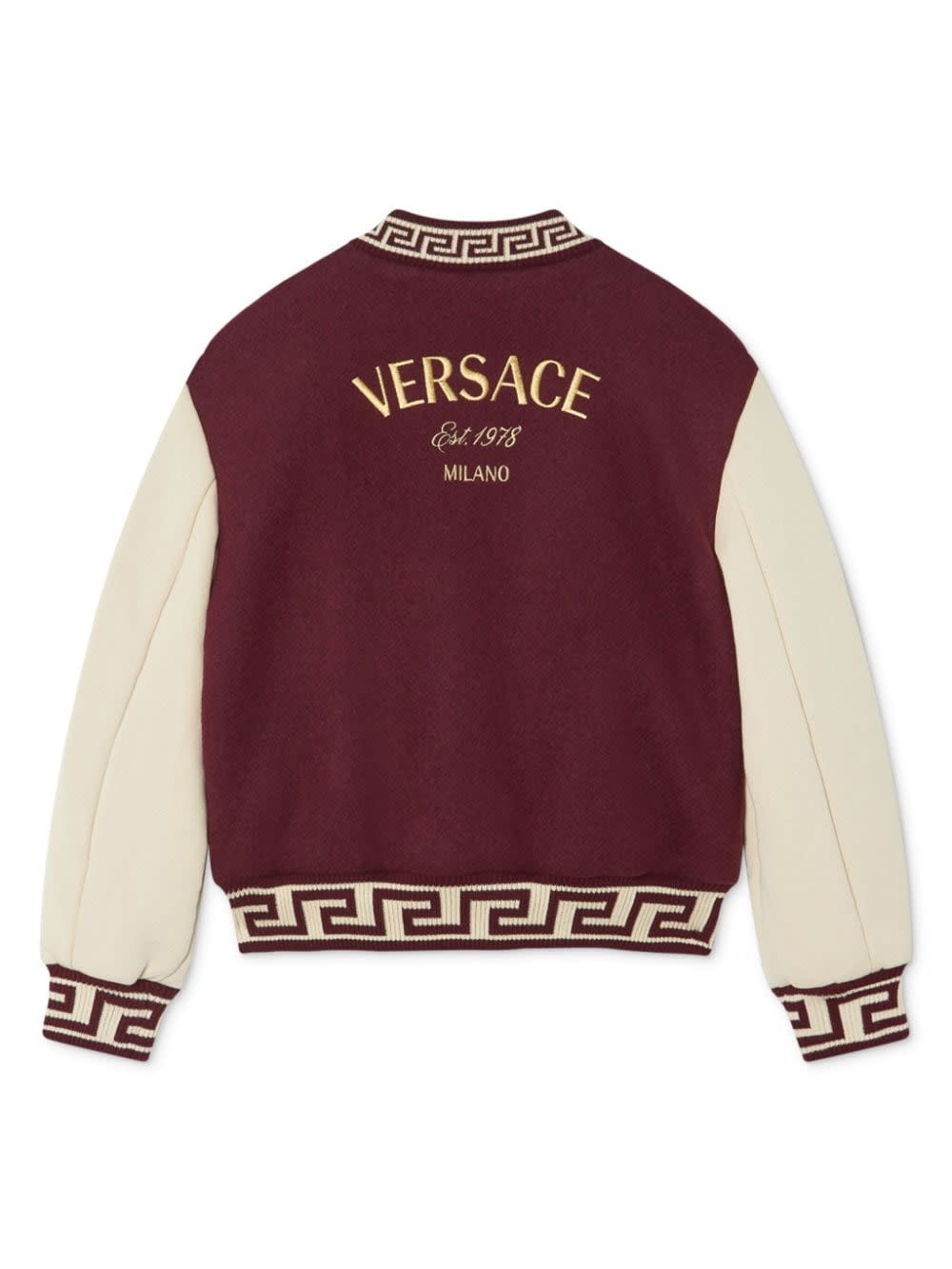 Shop Versace Red/beige Bomber Jacket Unisex In Rosso/beige