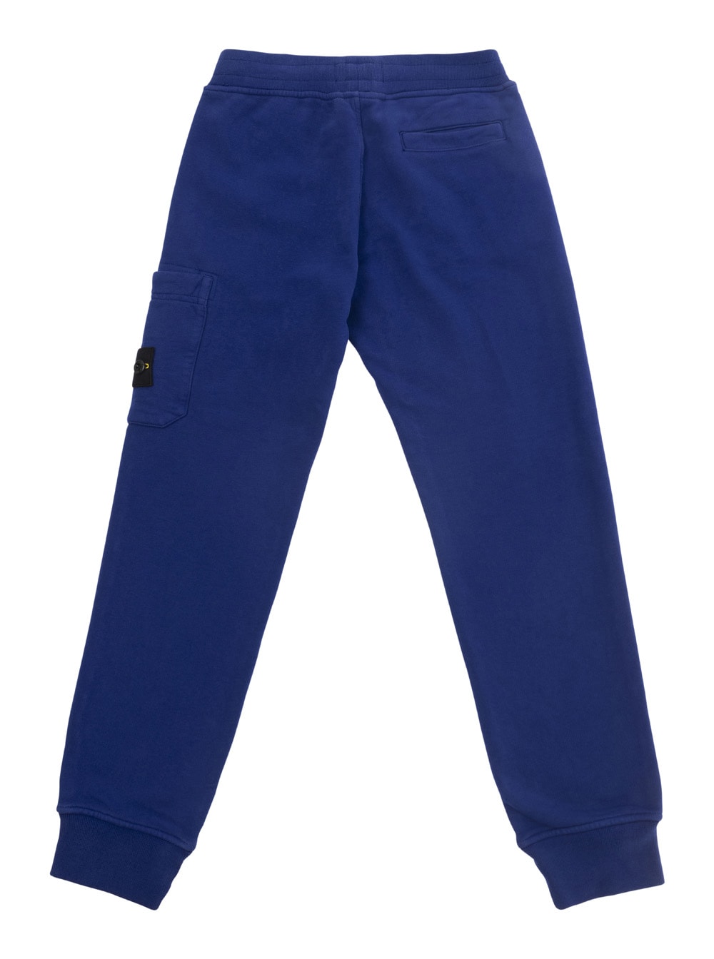 Stone Island Blue Pants With Patch Pocket And Logo In Cotton Boy In Blu
