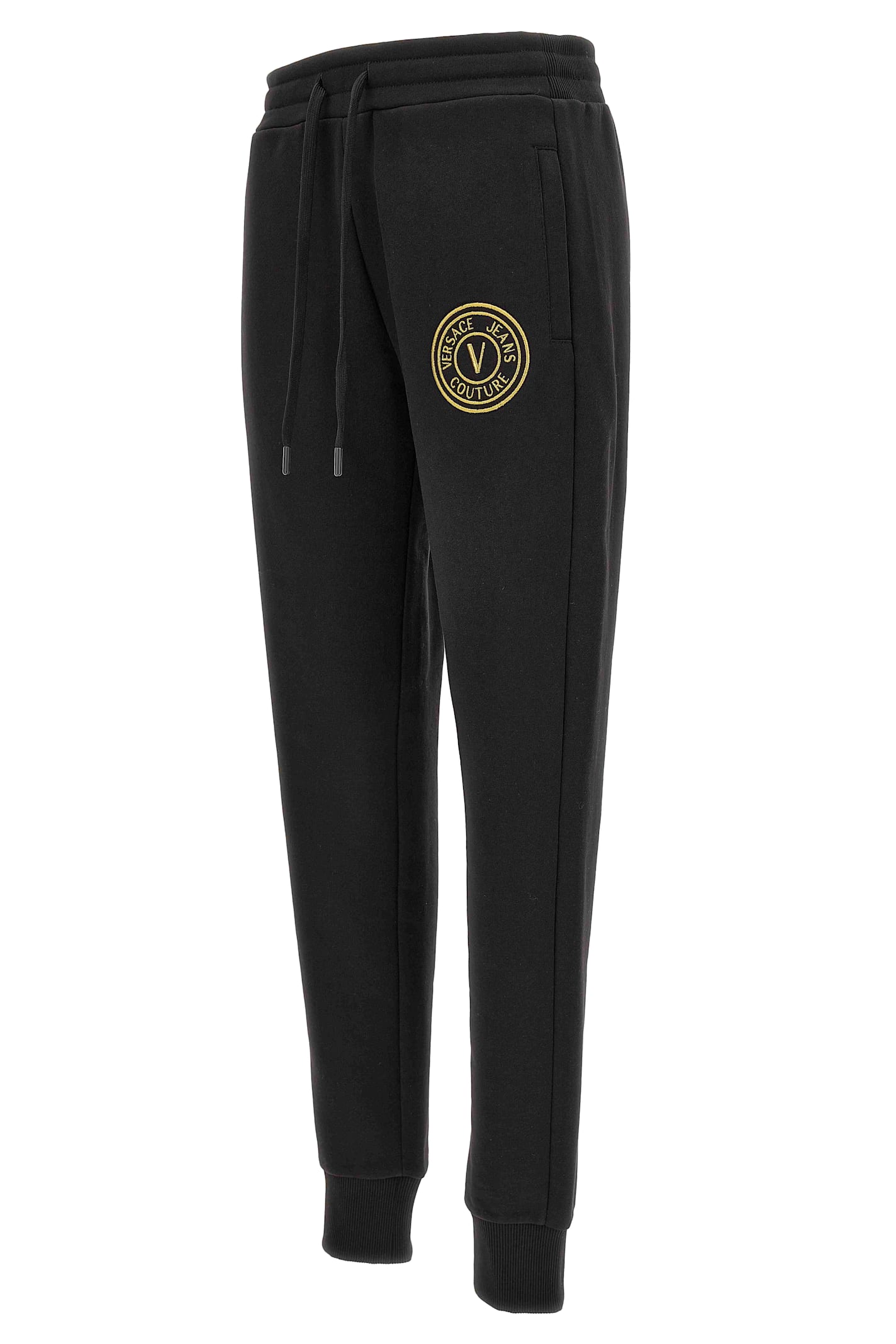 Shop Versace Jeans Couture V-emblem Print Track Pants In Black