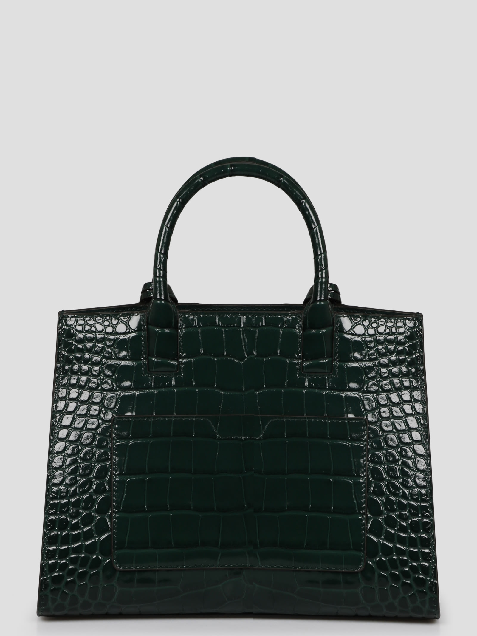 Burberry Frances Croc Embossed Leather Top Handle Bag