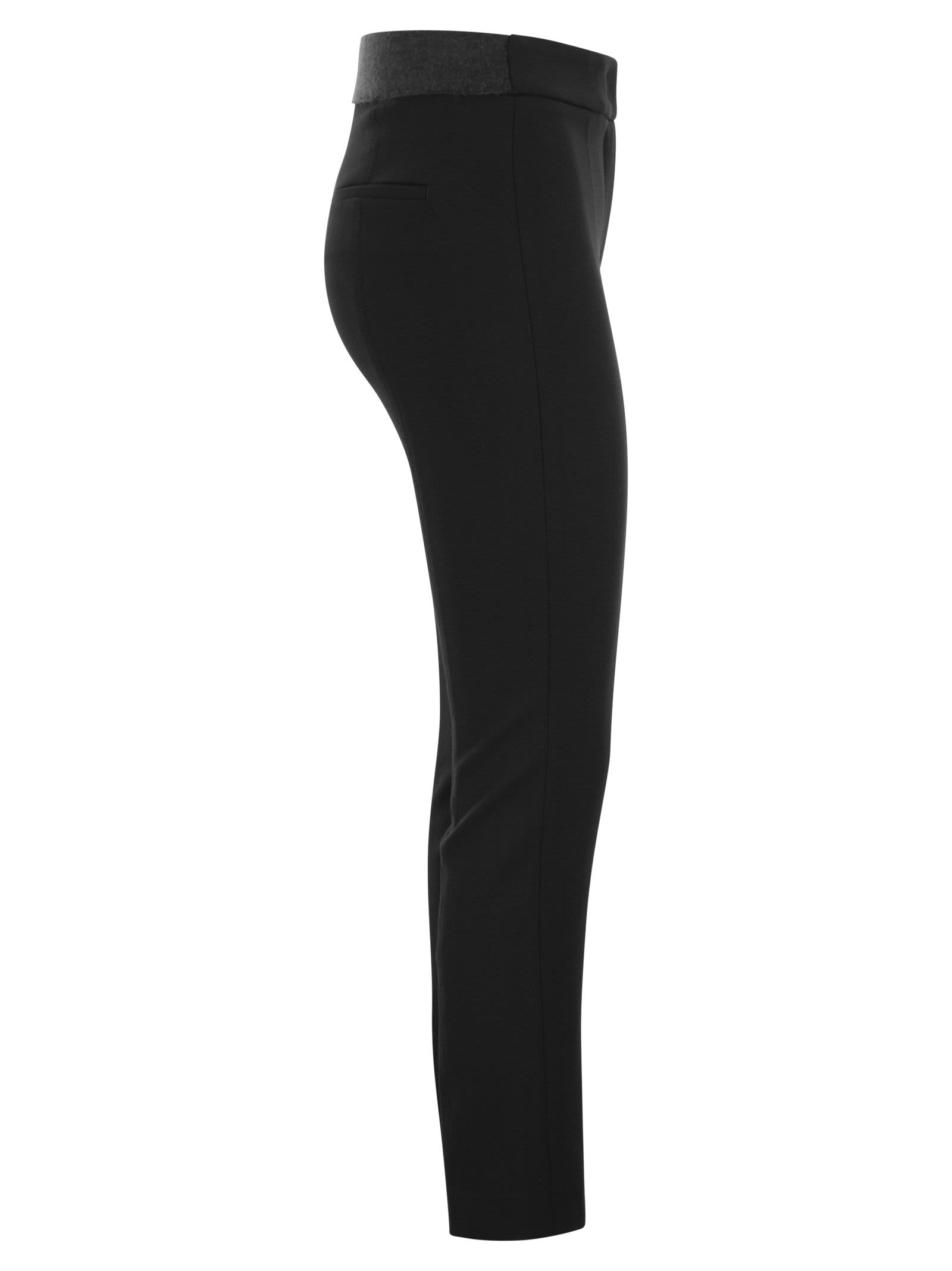 Peserico Stretch Gabardine Cigarette Trousers In Black