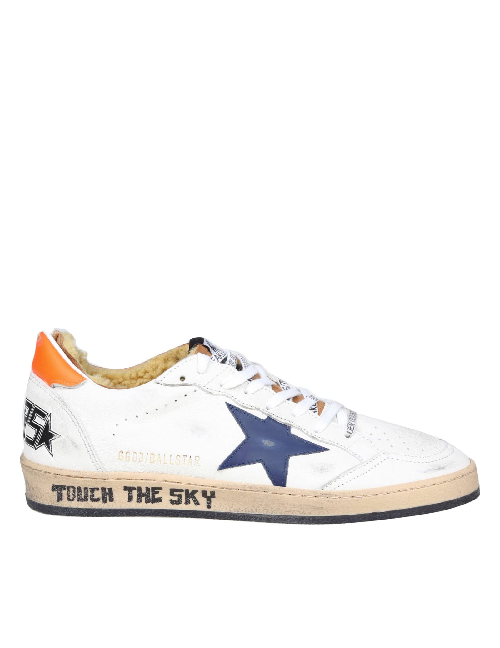 Golden Goose Ball Star In Leather White And Blu