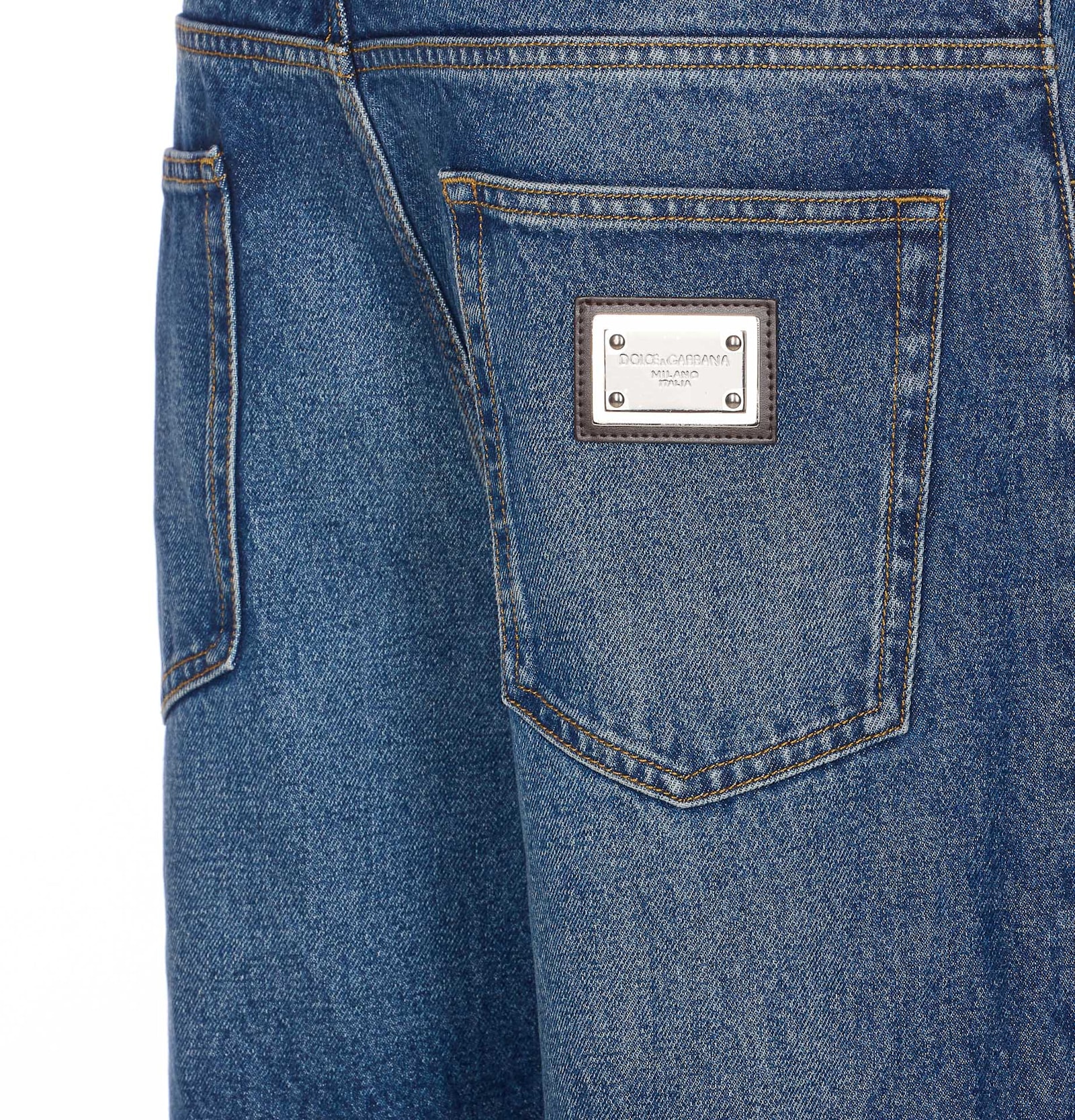 Dolce & Gabbana Plaque Logo Jeans In Blue