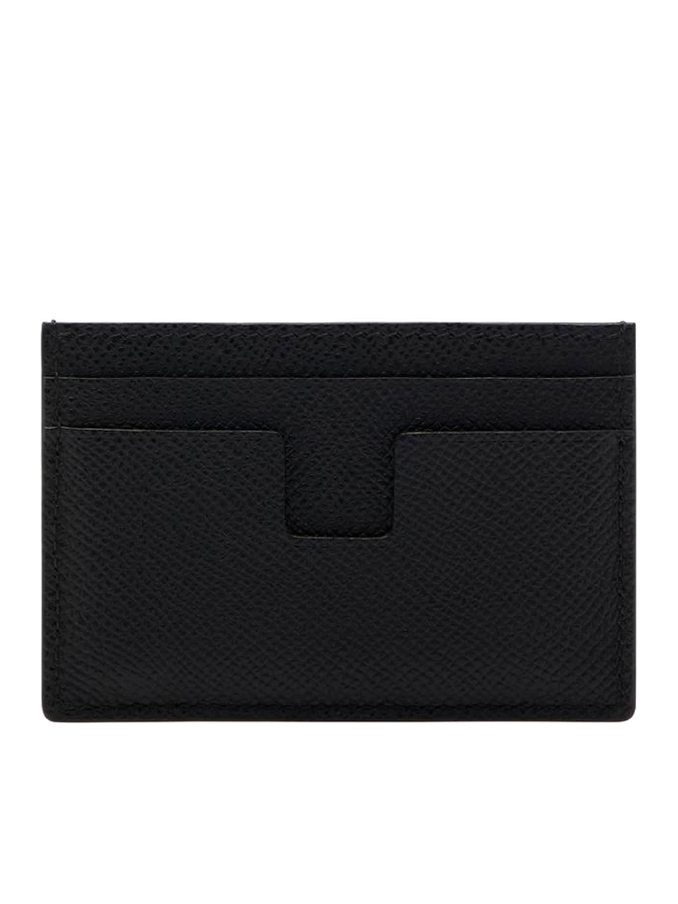 Shop Tom Ford Small Grain Leather T Line Cardholder In Black