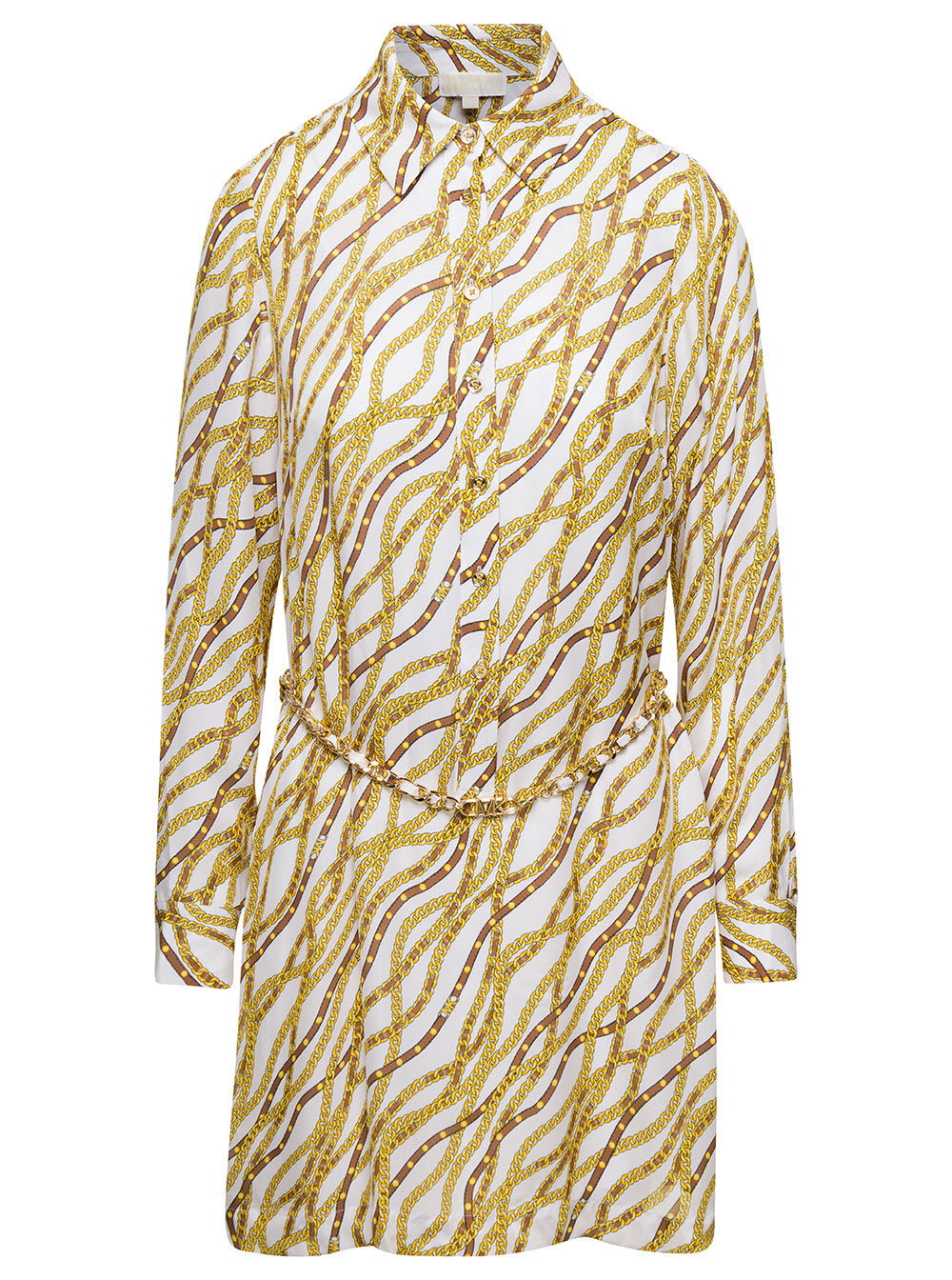 Michael Kors Chain Ls Silk Shirt Dress