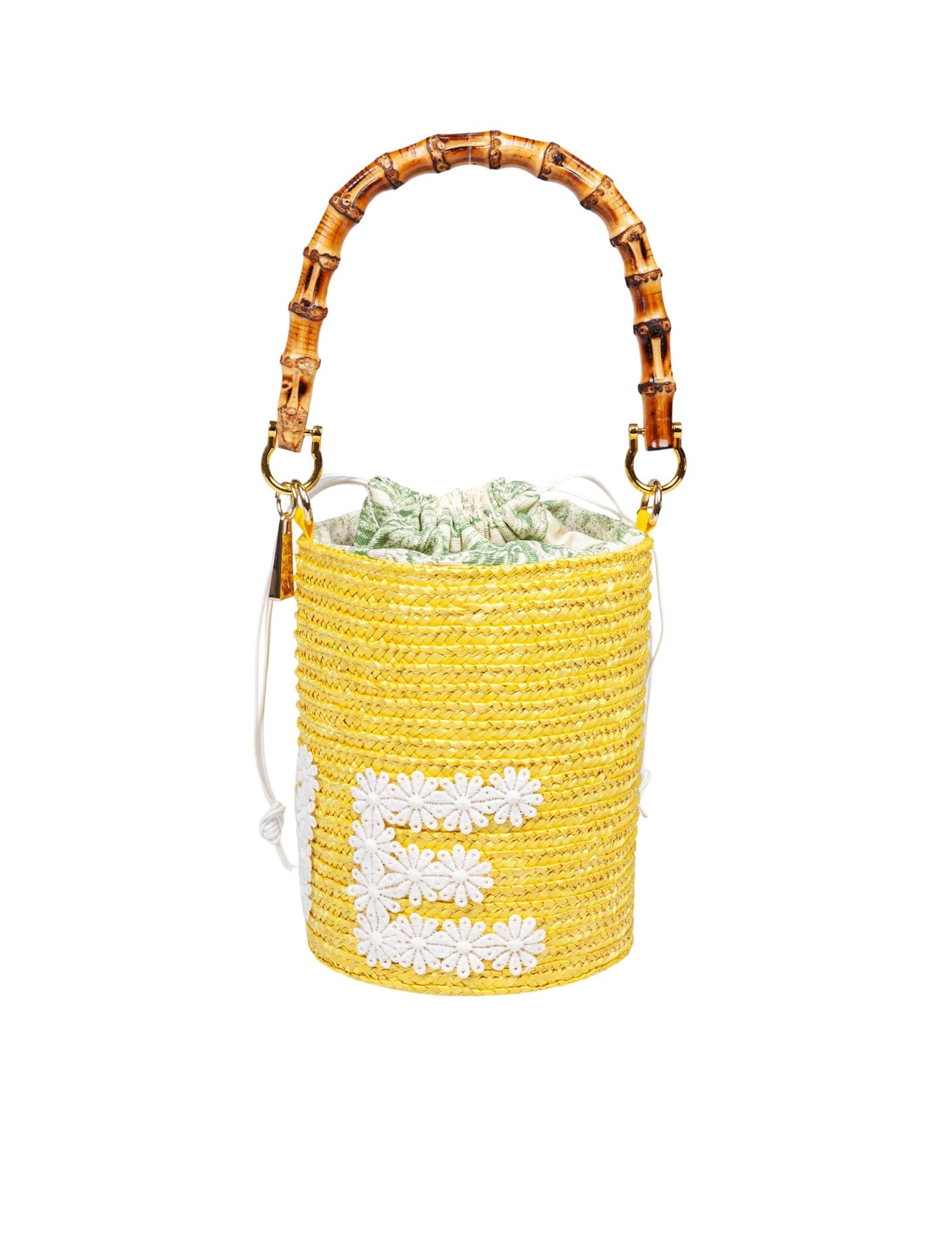 LaMilanesa Love Bucket Bag In Straw Color Yellow