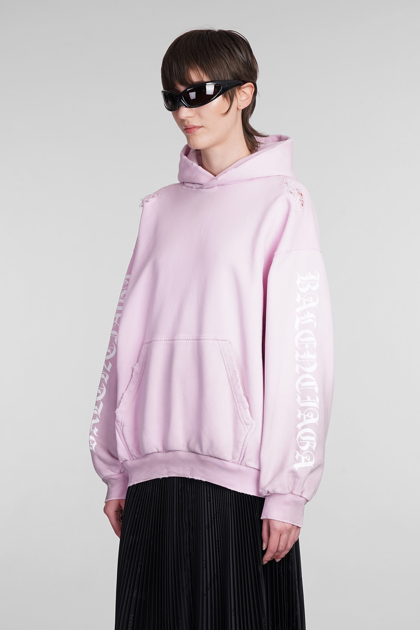 Shop Balenciaga Sweatshirt In Rose-pink Cotton