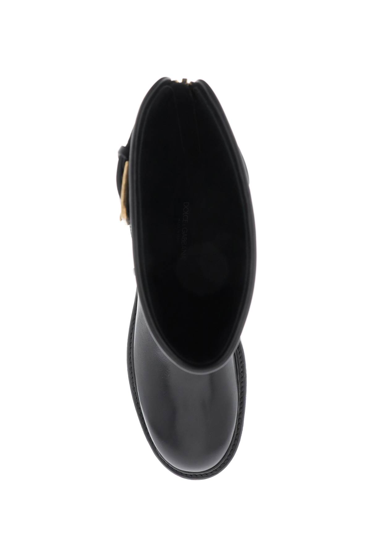 Shop Dolce & Gabbana Leather Biker Boots In Nero (black)
