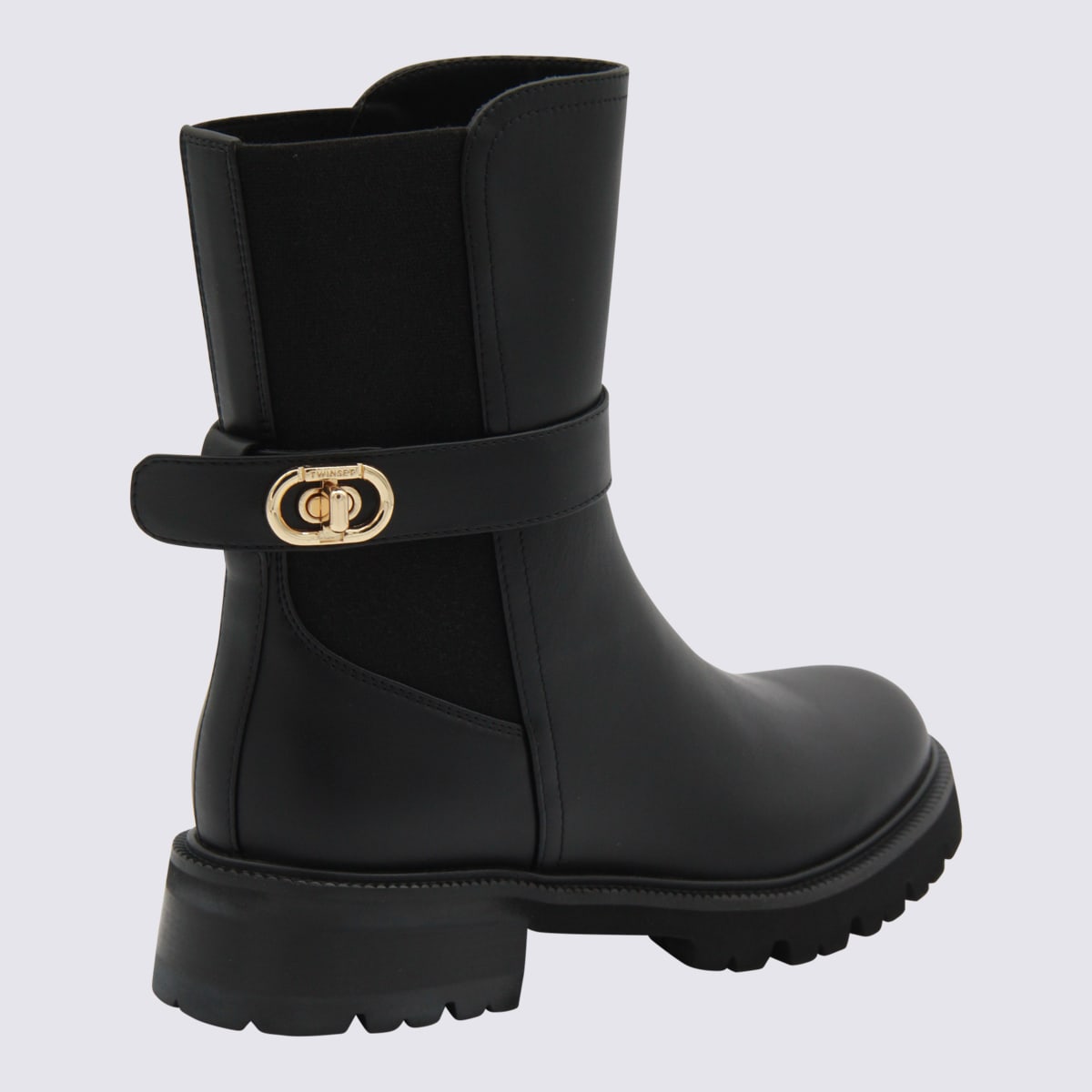 Twinset Twin-set Black Polyurethane Boots In Multi