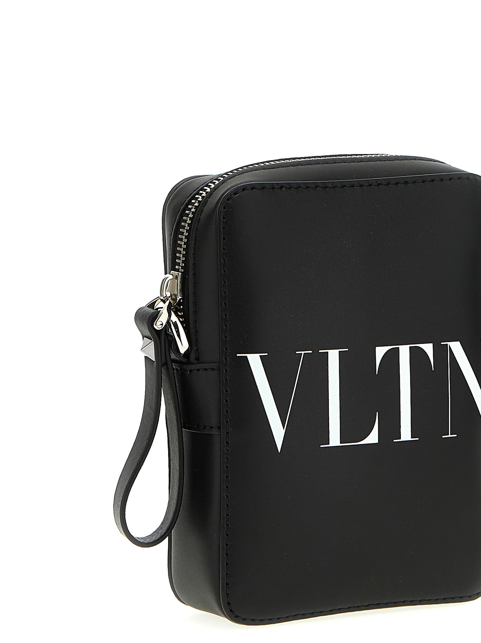 Shop Valentino Vltn Crossbody Bag In White/black