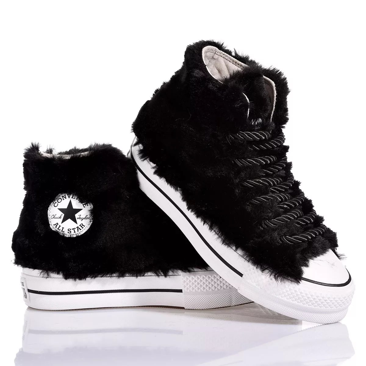 Shop Mimanera Converse Platform Fluffy Black