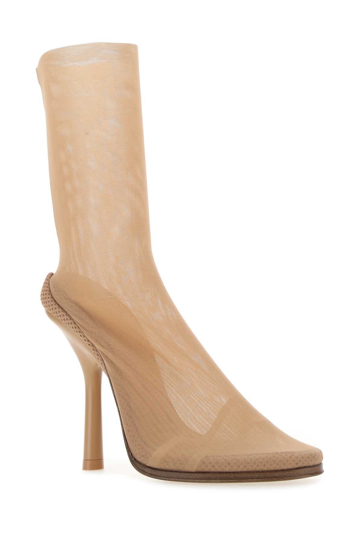 Burberry Beige Stretch Tulle Ankle Boots In A1435