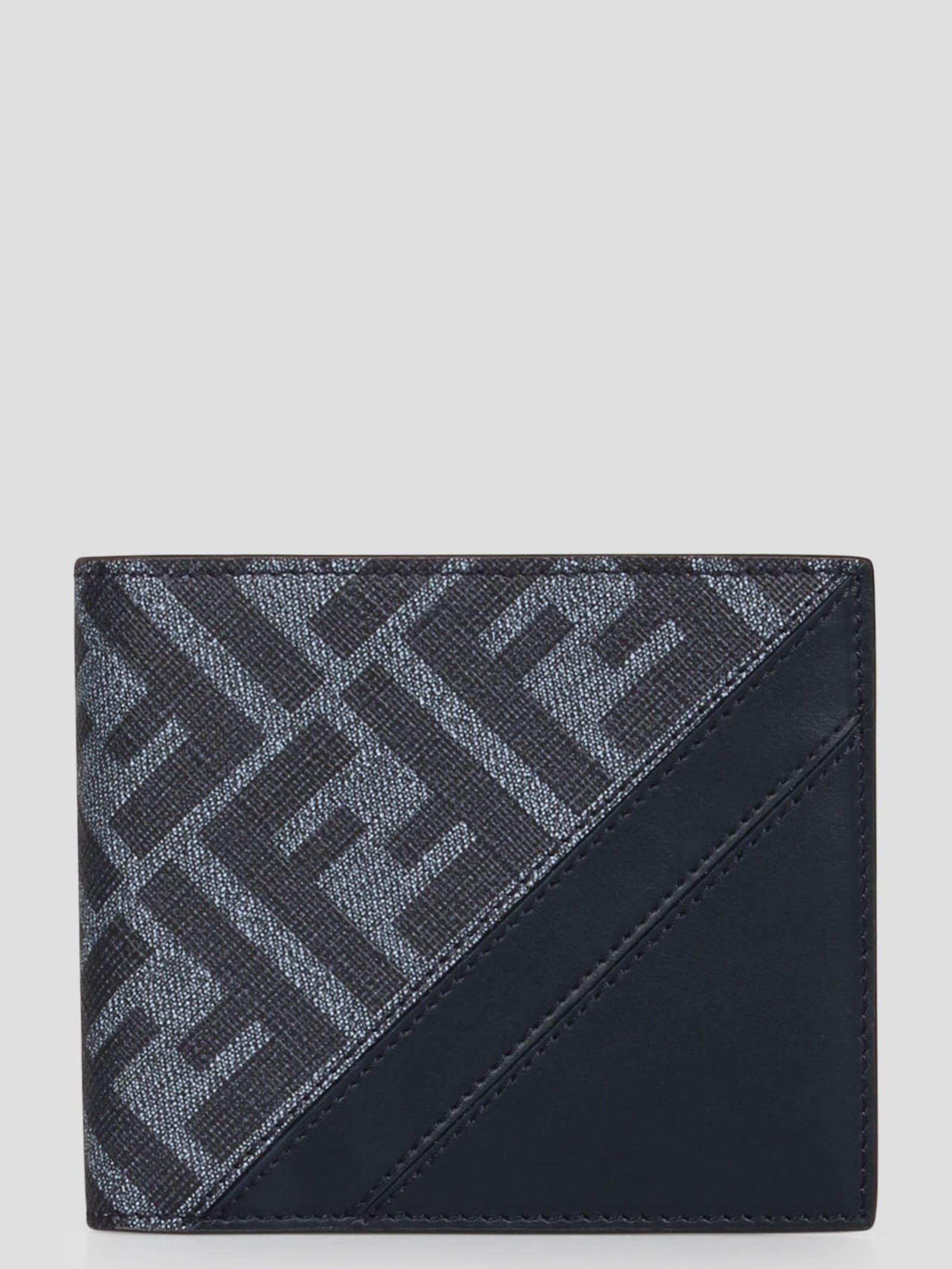 Fendi Diagonal Bi-fold Wallet In Blue