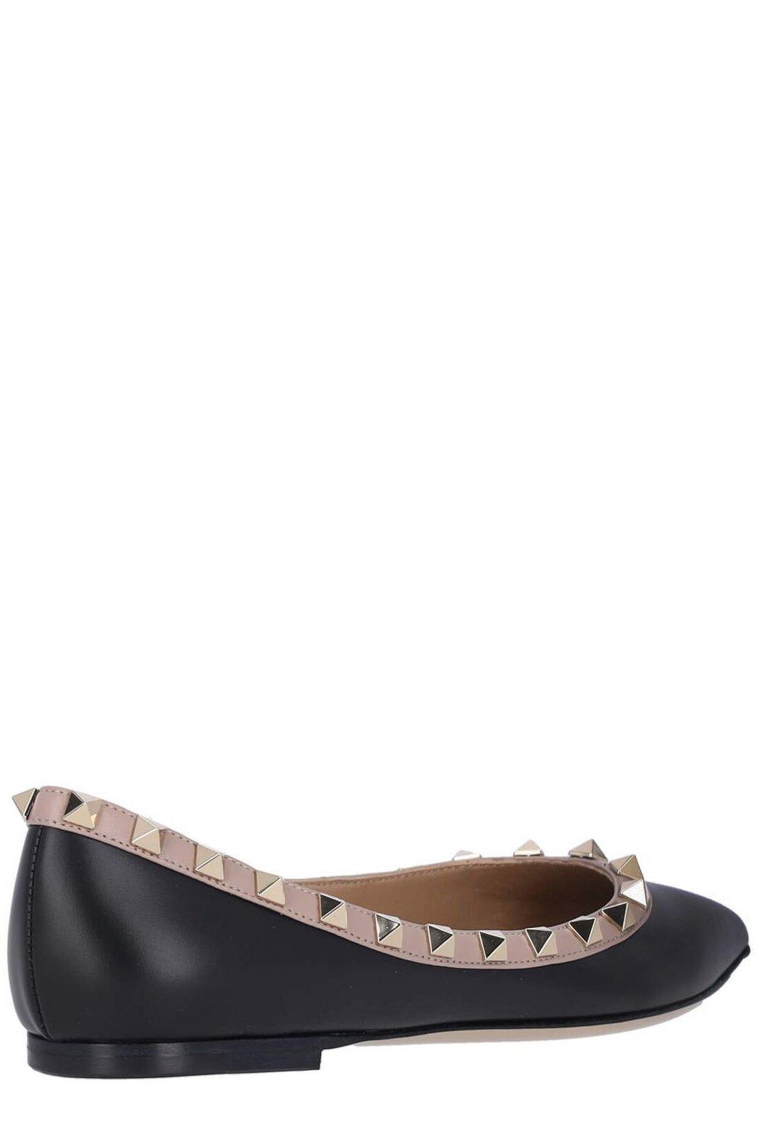 Shop Valentino Garavani Rockstud Slip-on Ballerine Shoes In Black