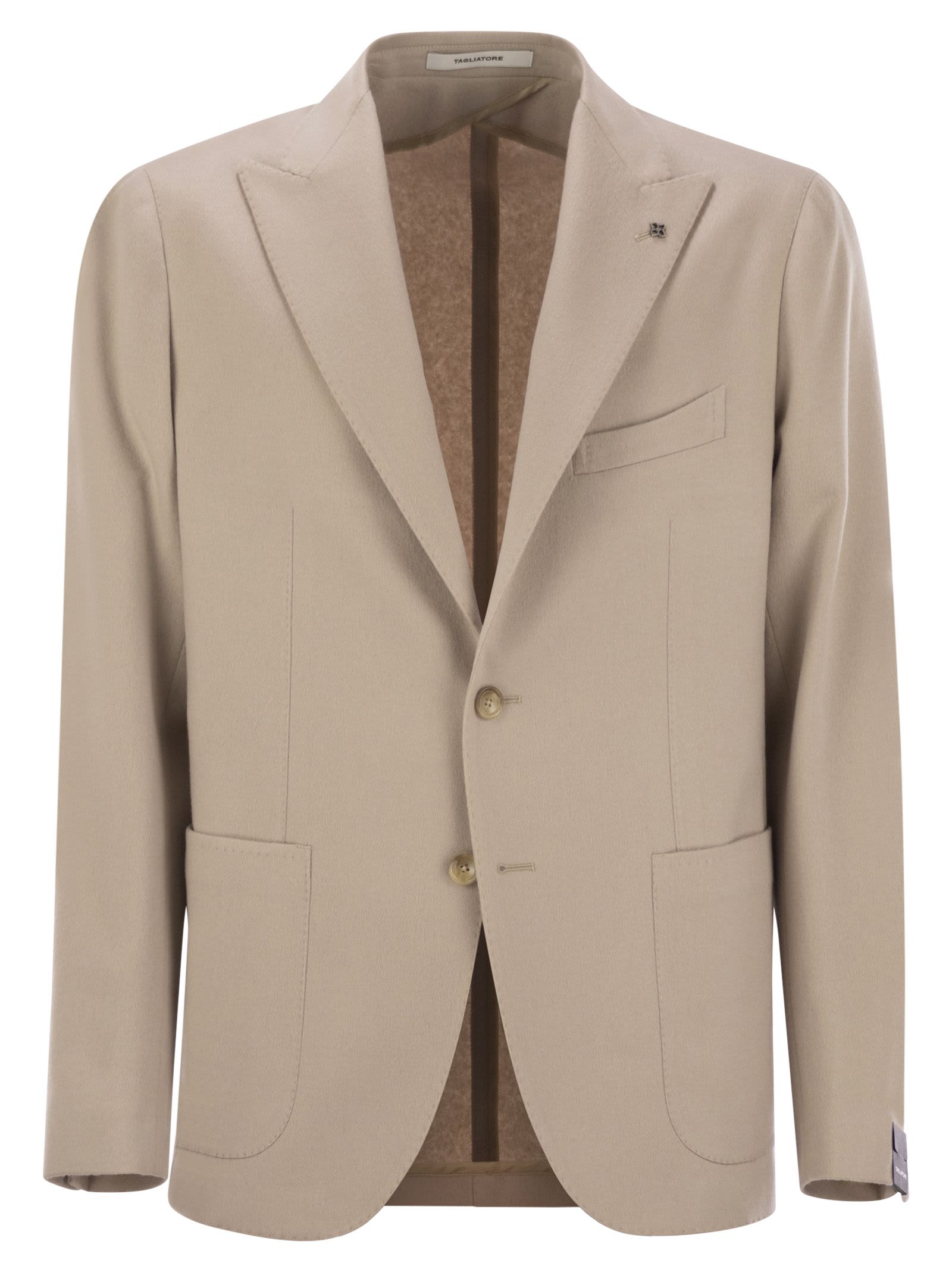 Shop Tagliatore Cashmere Jacket In Oat