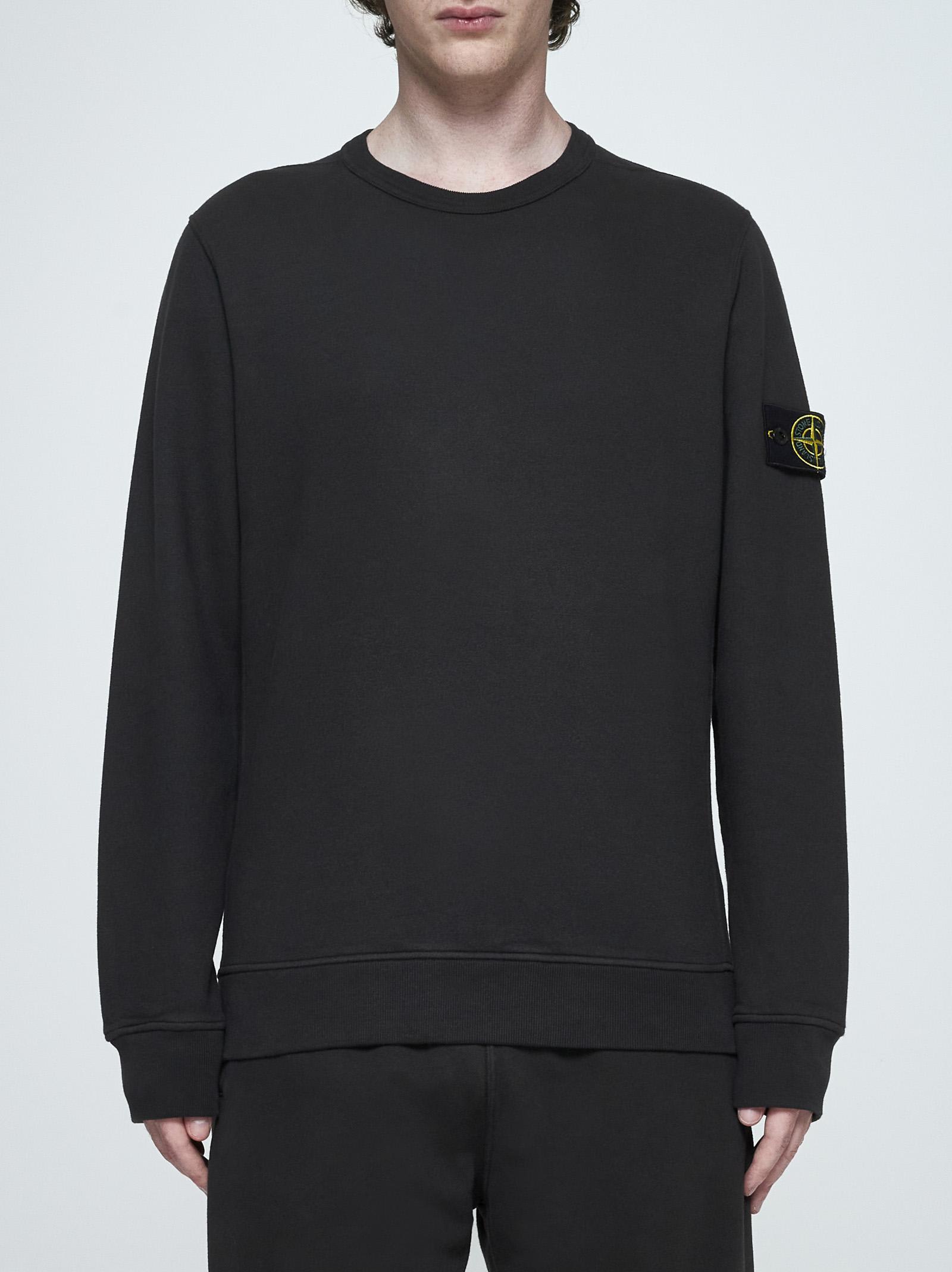 Shop Stone Island Cotton Sweatshirt In Lead Grey