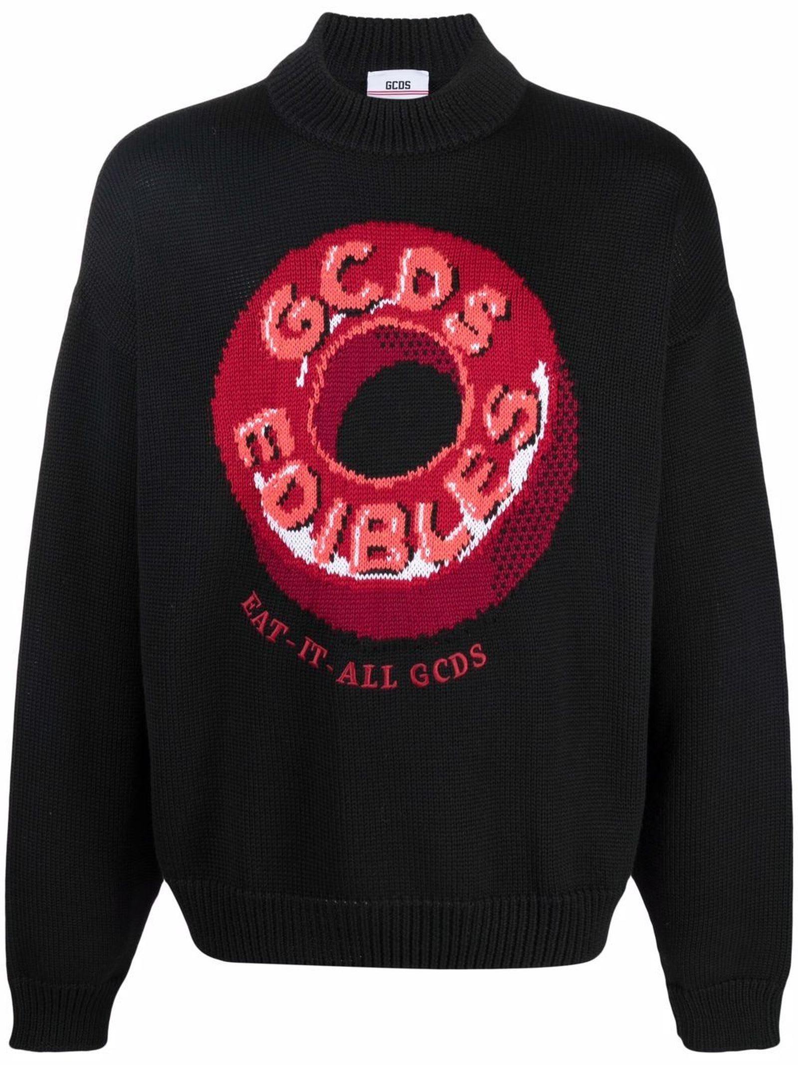GCDS Black Wool-blend Pullover