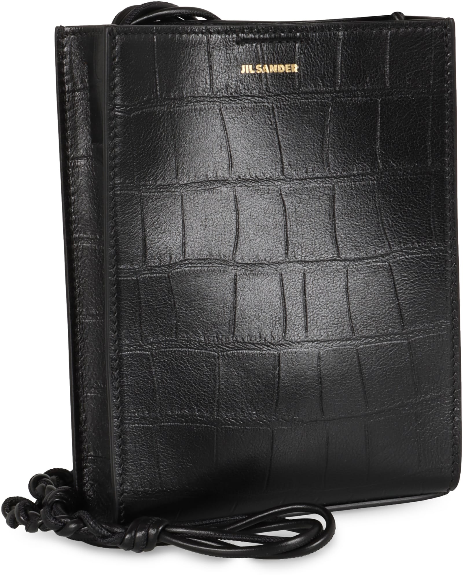 Shop Jil Sander Tangle Leather Crossbody Bag In Black