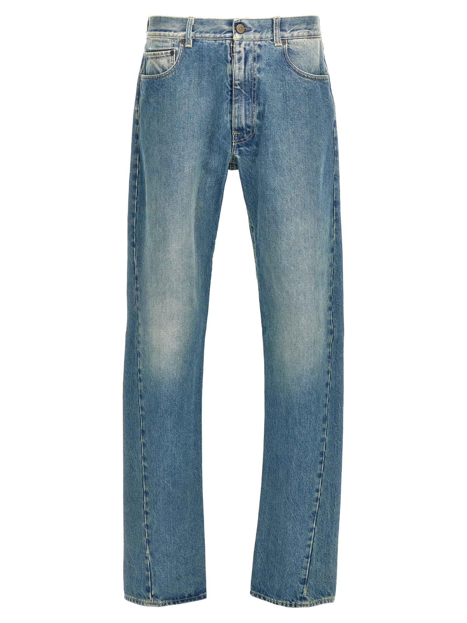 Shop Maison Margiela Washed Denim Jeans In Blue