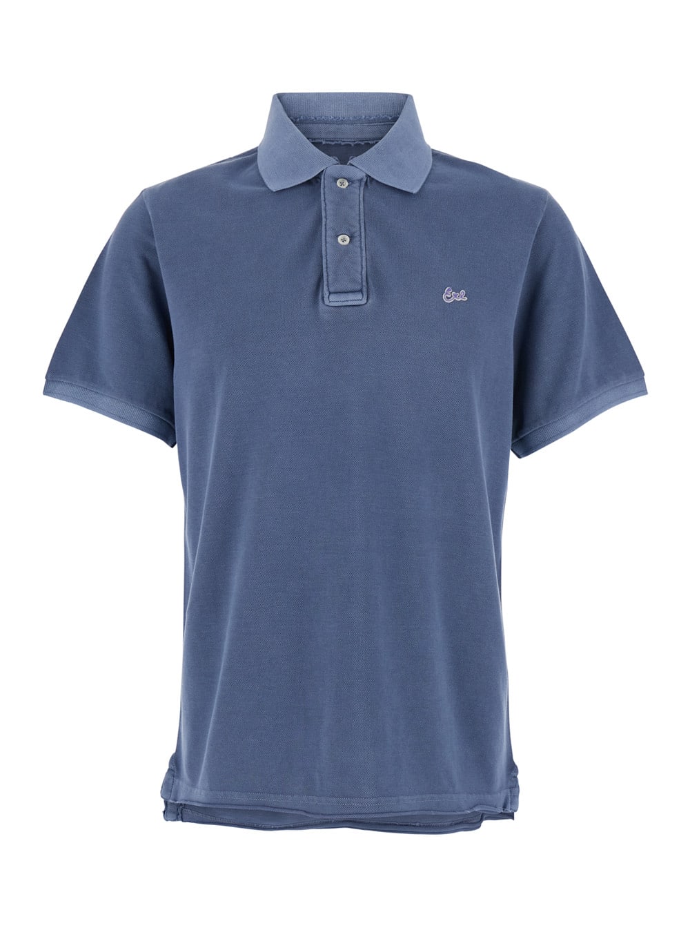 Polo Con Colletto Classico E Logo Lettering Sul Fronte In Cotone Blu Uomo
