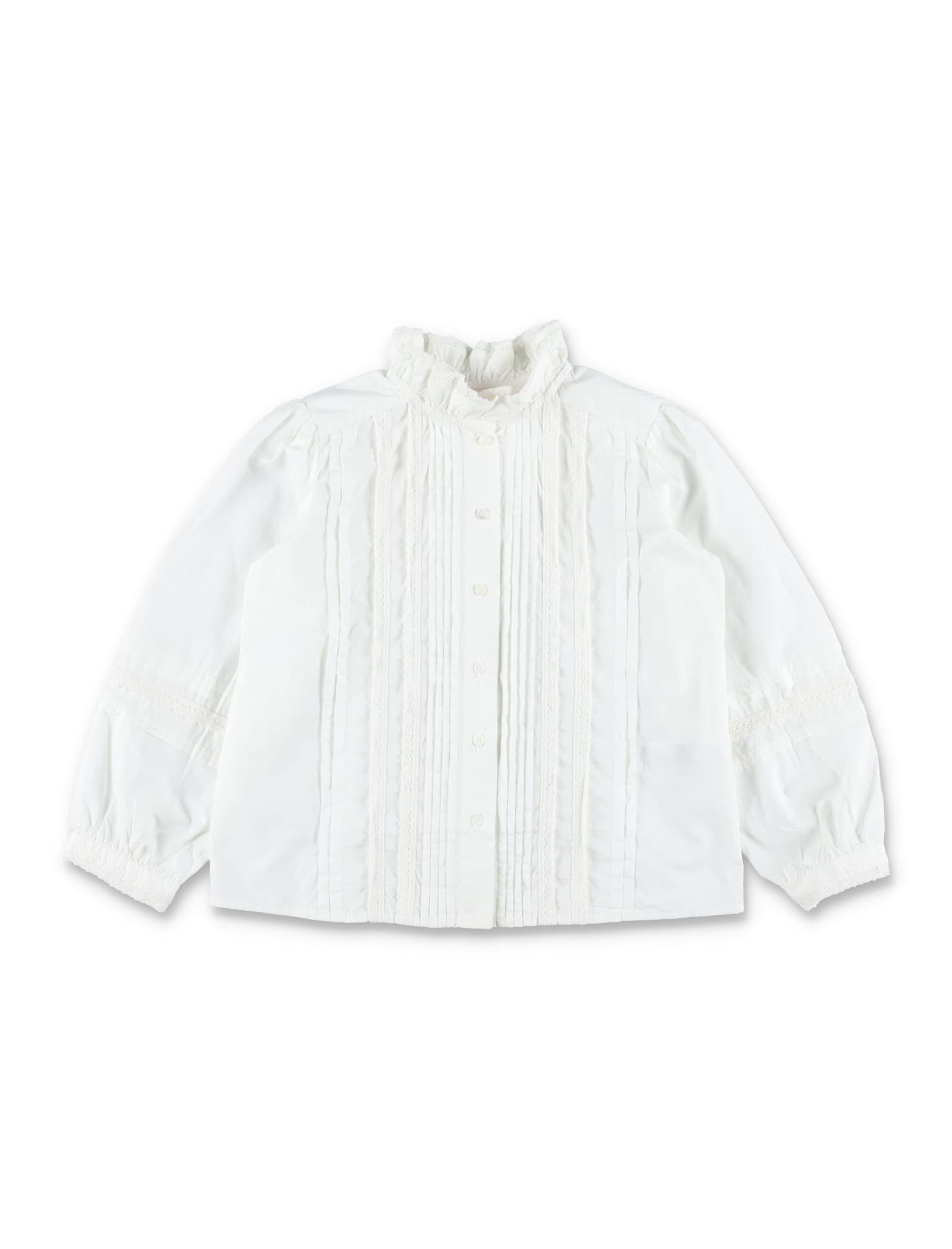 Bonpoint Emelia Girls Blouse In Organic Cotton In White