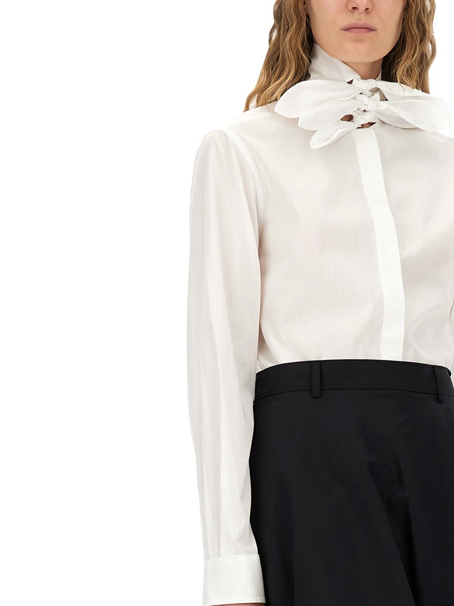 Moschino Cotton Poplin Jacquard Shirt In White