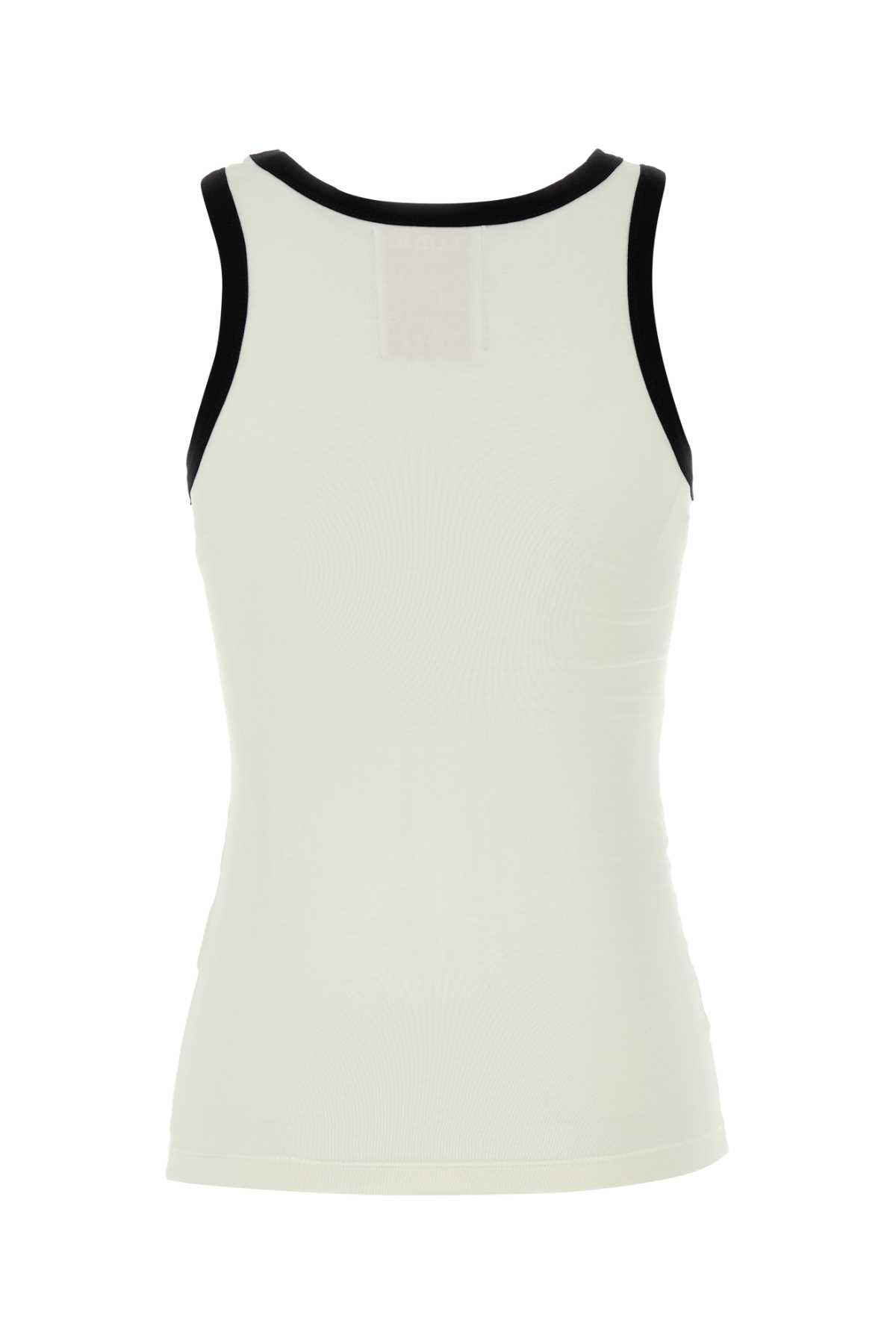 Lois White Stretch Cotton Ida Tank Top In Offwhite