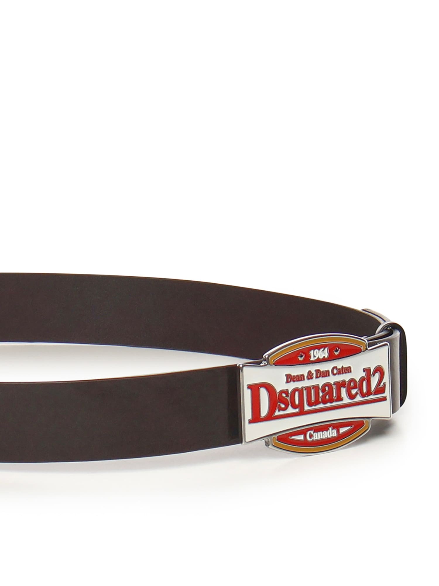 Dsquared2 Belt With Logo Plaque In Brown