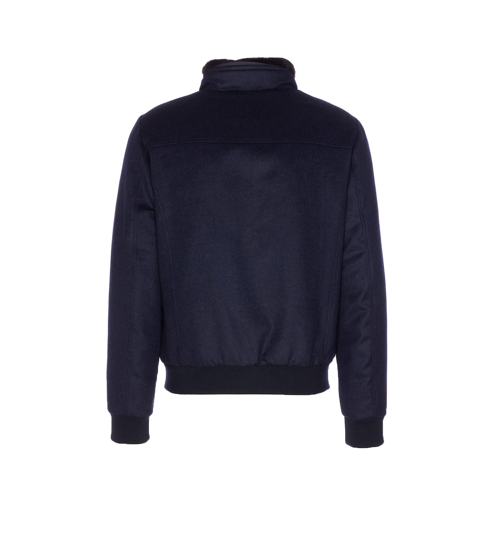 Moorer Padded Bomber Jacket In Wool And Cashmere In Blue