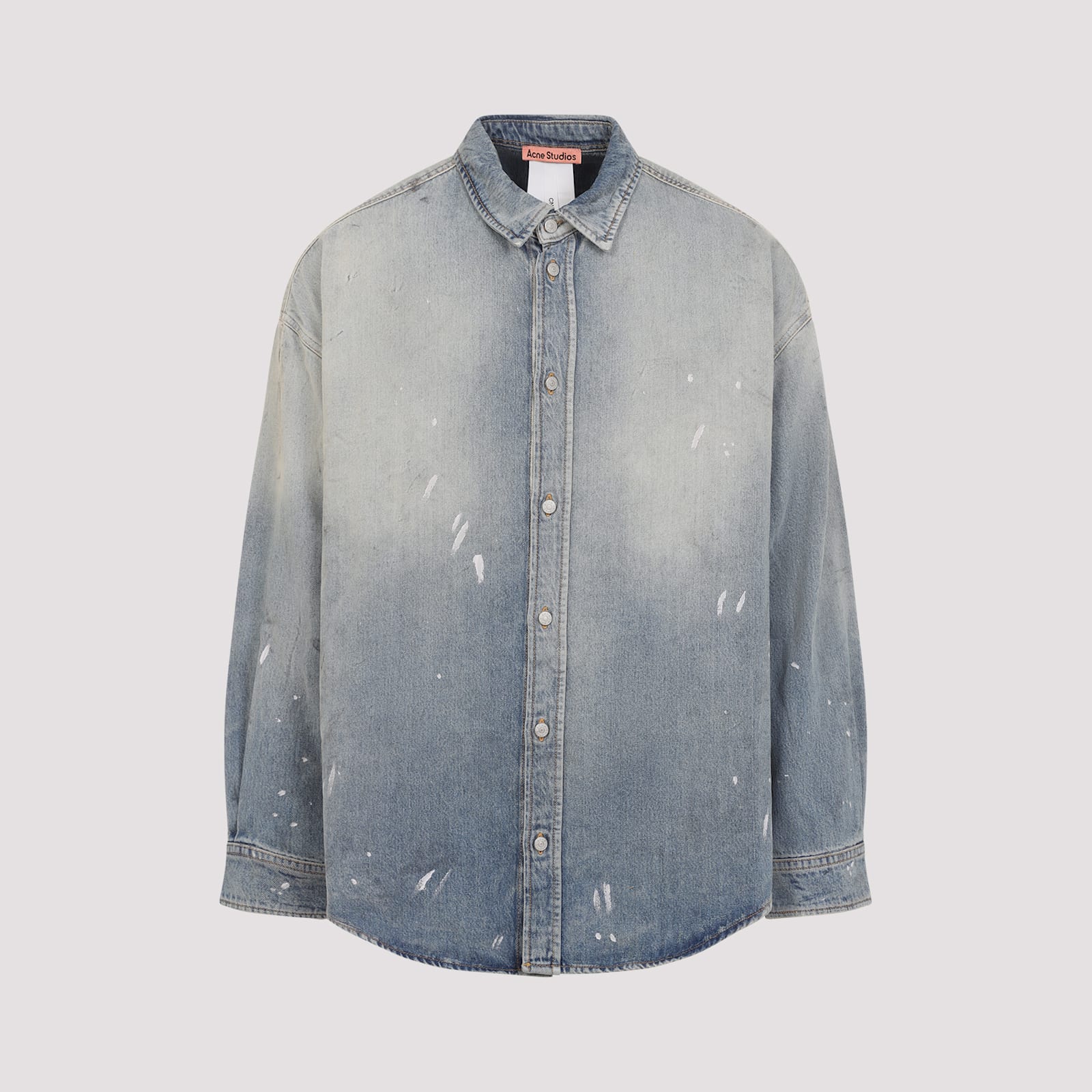 Acne Studios Distressed Denim Shirt In Blue