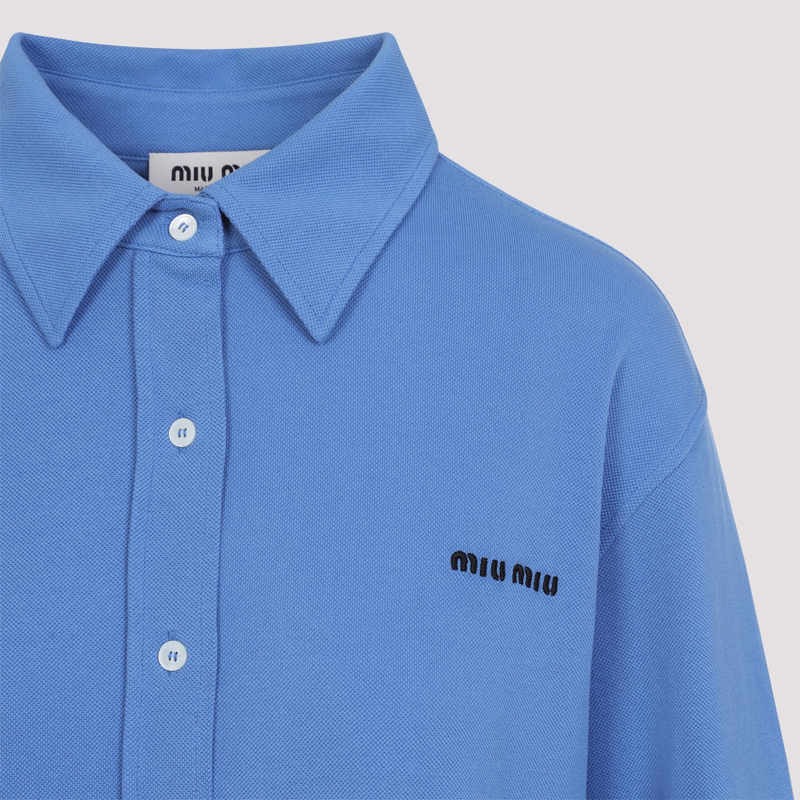 Miu Miu Button-down Shirt With Classic Collar In Blue