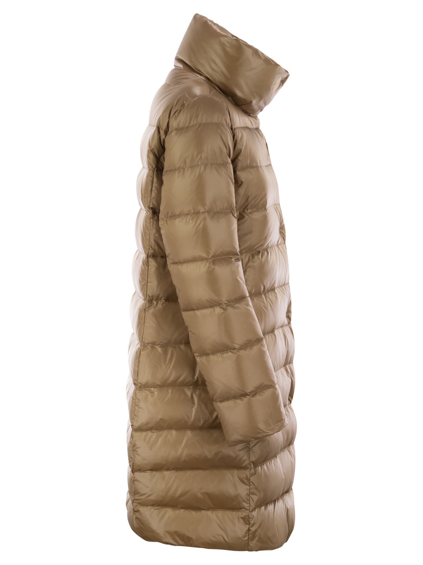 Fay Long Down Jacket With Hook In Camel