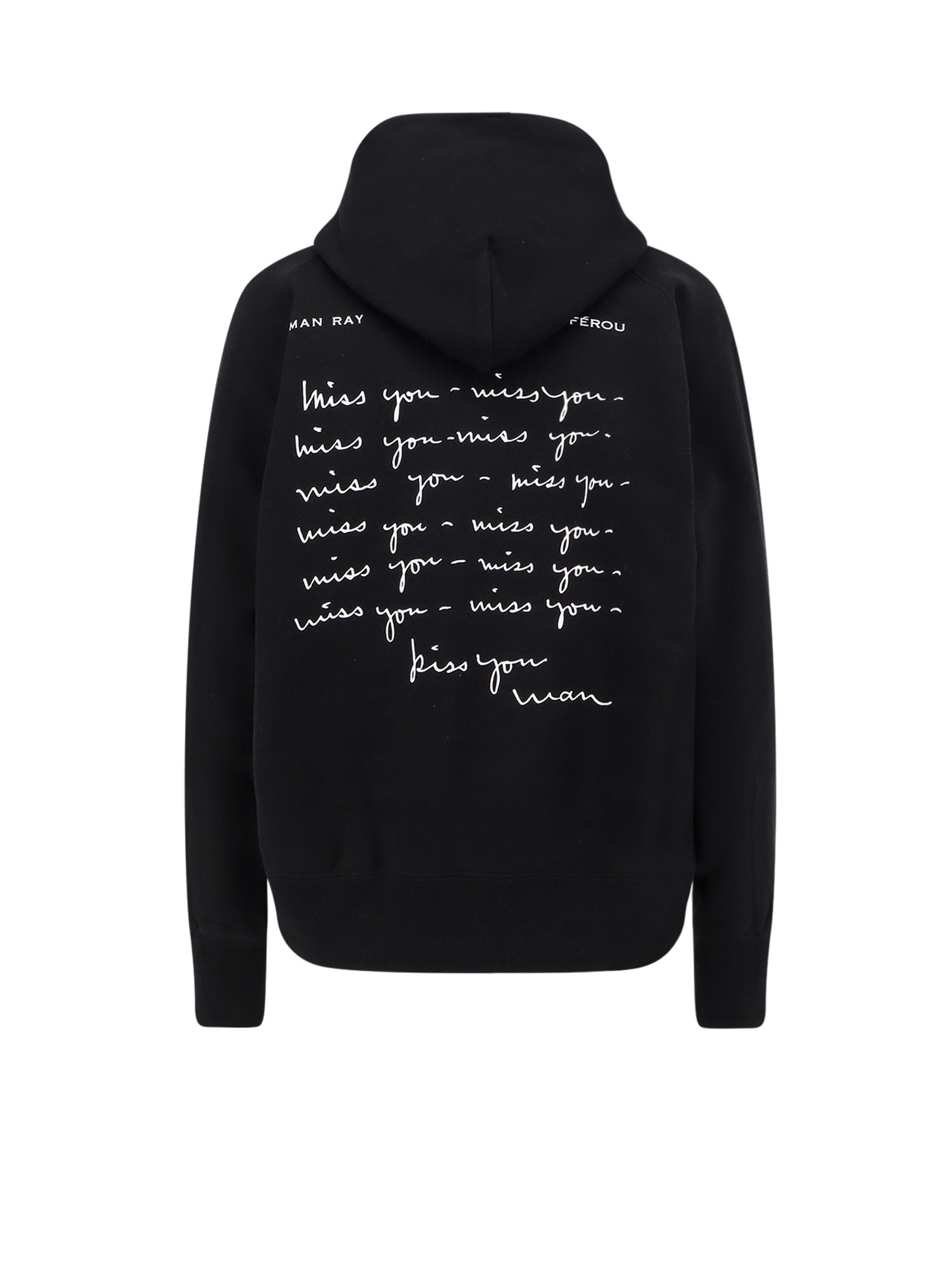 Sacai Graphic Hooded Sweatshirt And Kangaroo Pocket In Black