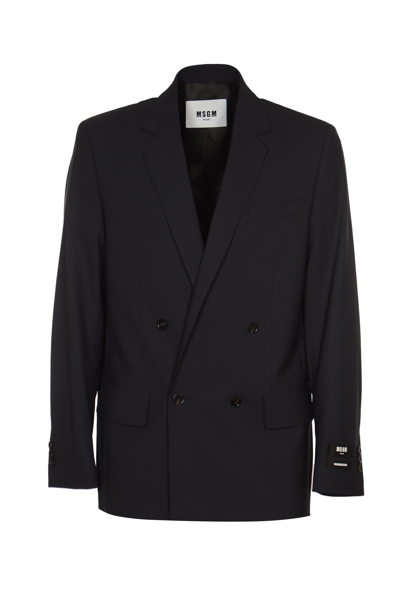 Msgm Double-breasted Formal Dinner Jacket In Navy